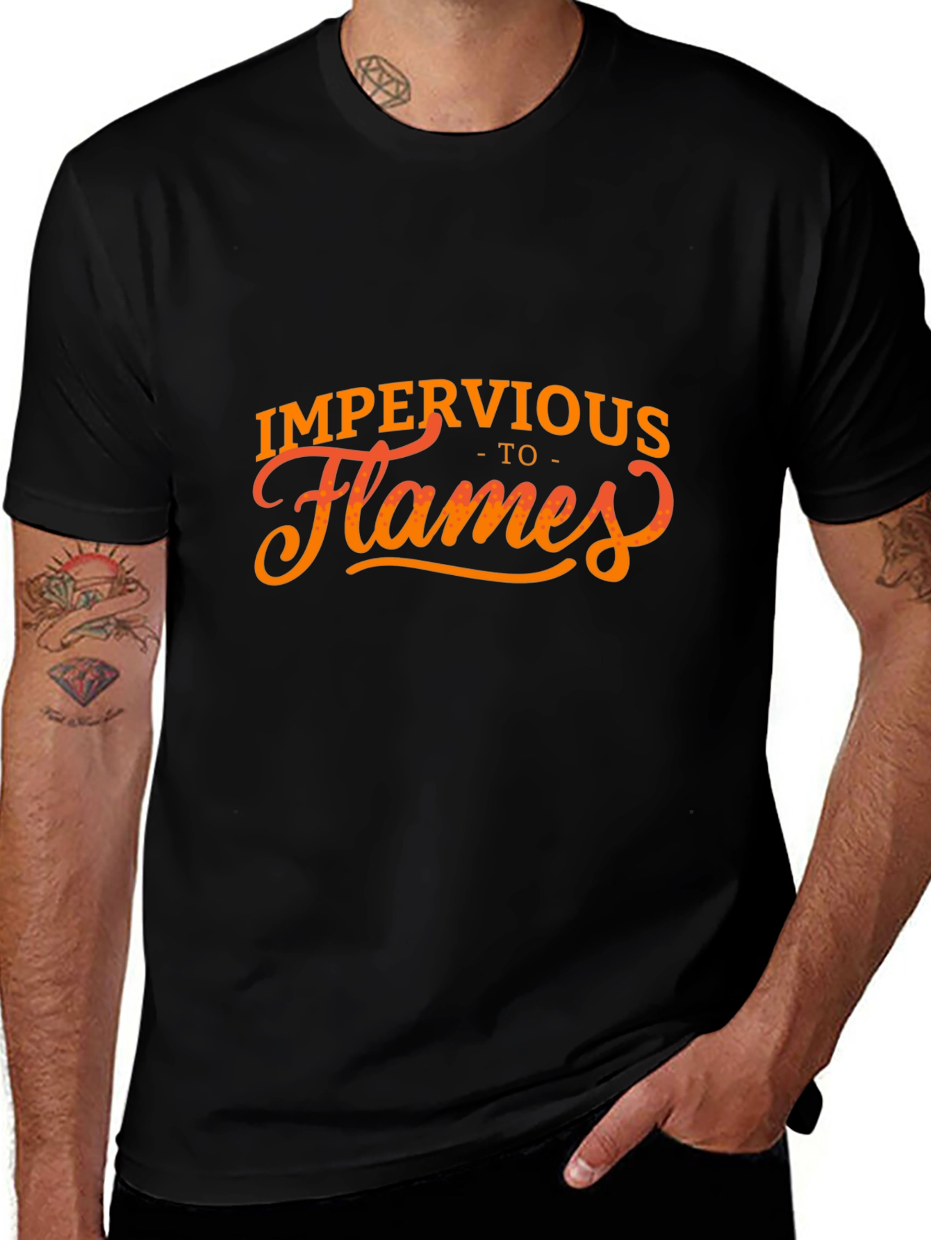 Impervious To Flames Graphic Tee - Black Cotton