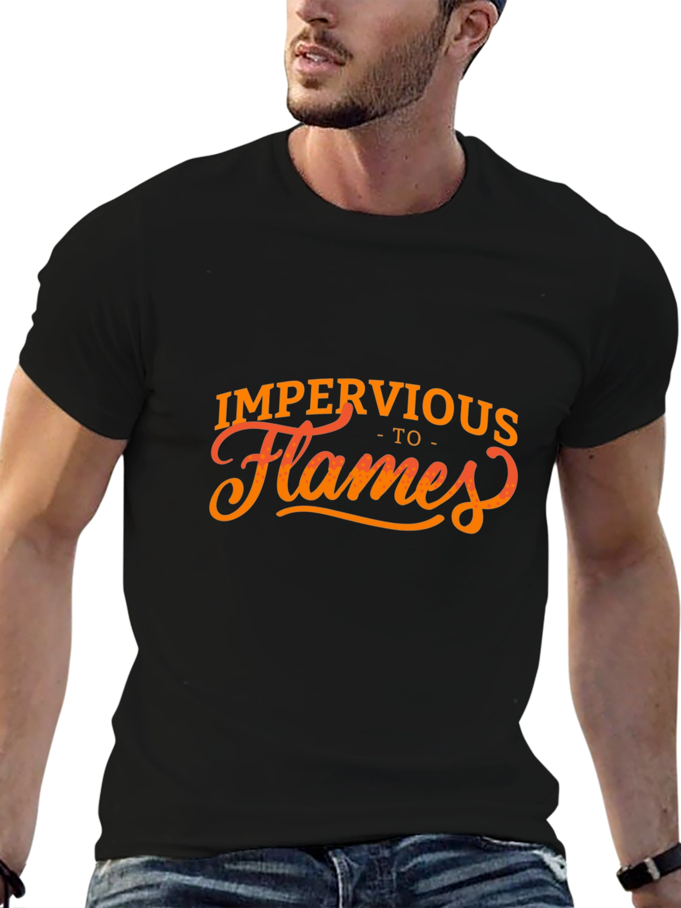 Impervious To Flames Graphic Tee - Black Cotton
