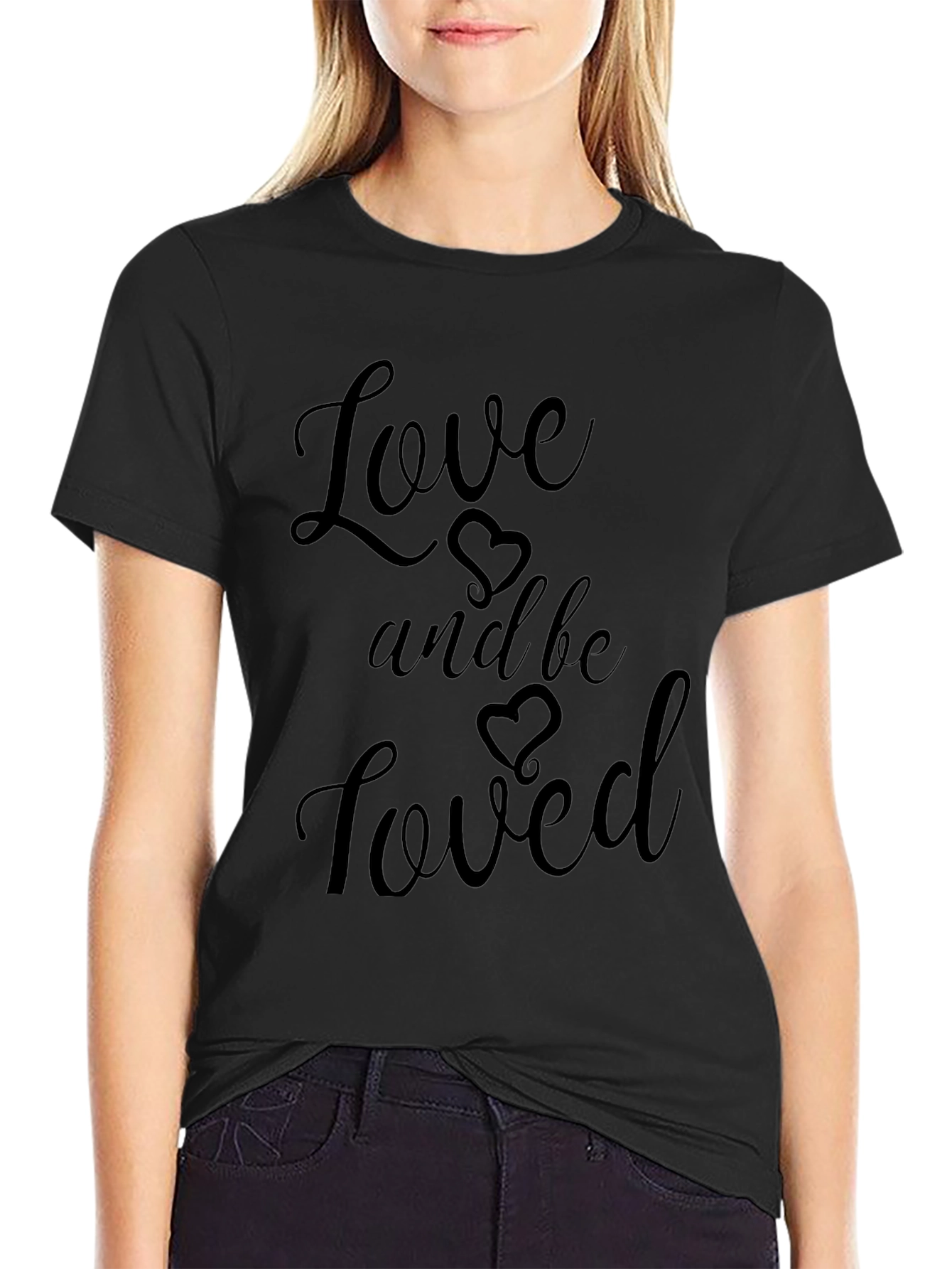 Love and Be Loved Black Graphic Tee Shirt