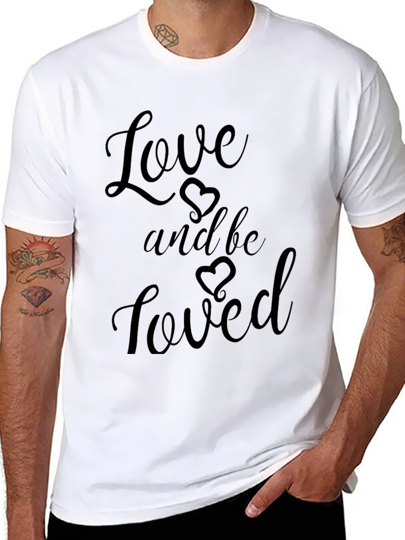Love and Be Loved Black Graphic Tee Shirt