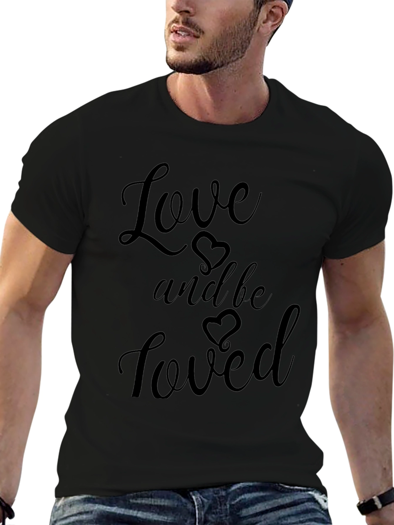 Love and Be Loved Black Graphic Tee Shirt