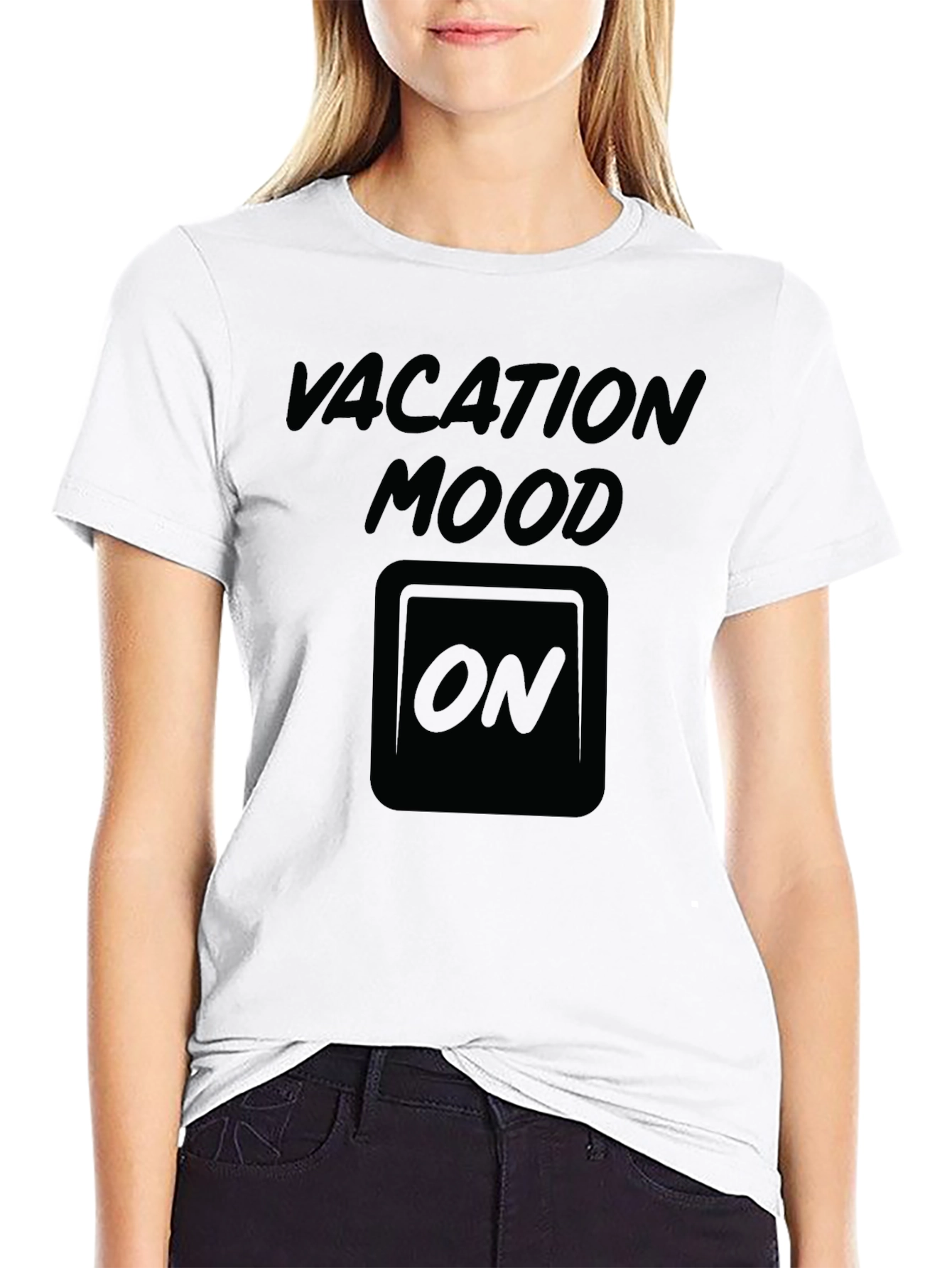 Vacation Mood On T-Shirt - Stylish Black Tee