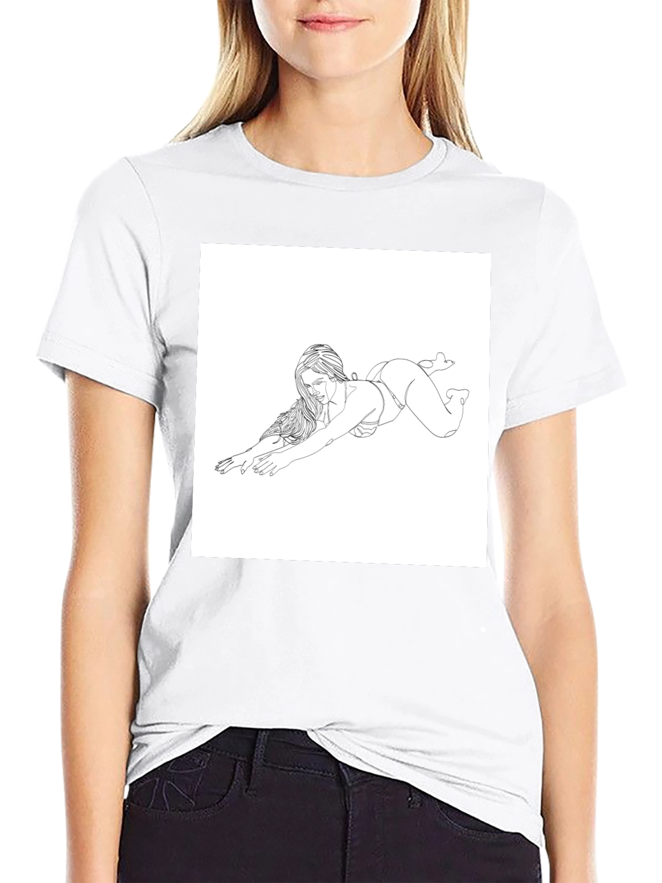 Line Art Womans Tee - Sleek Black