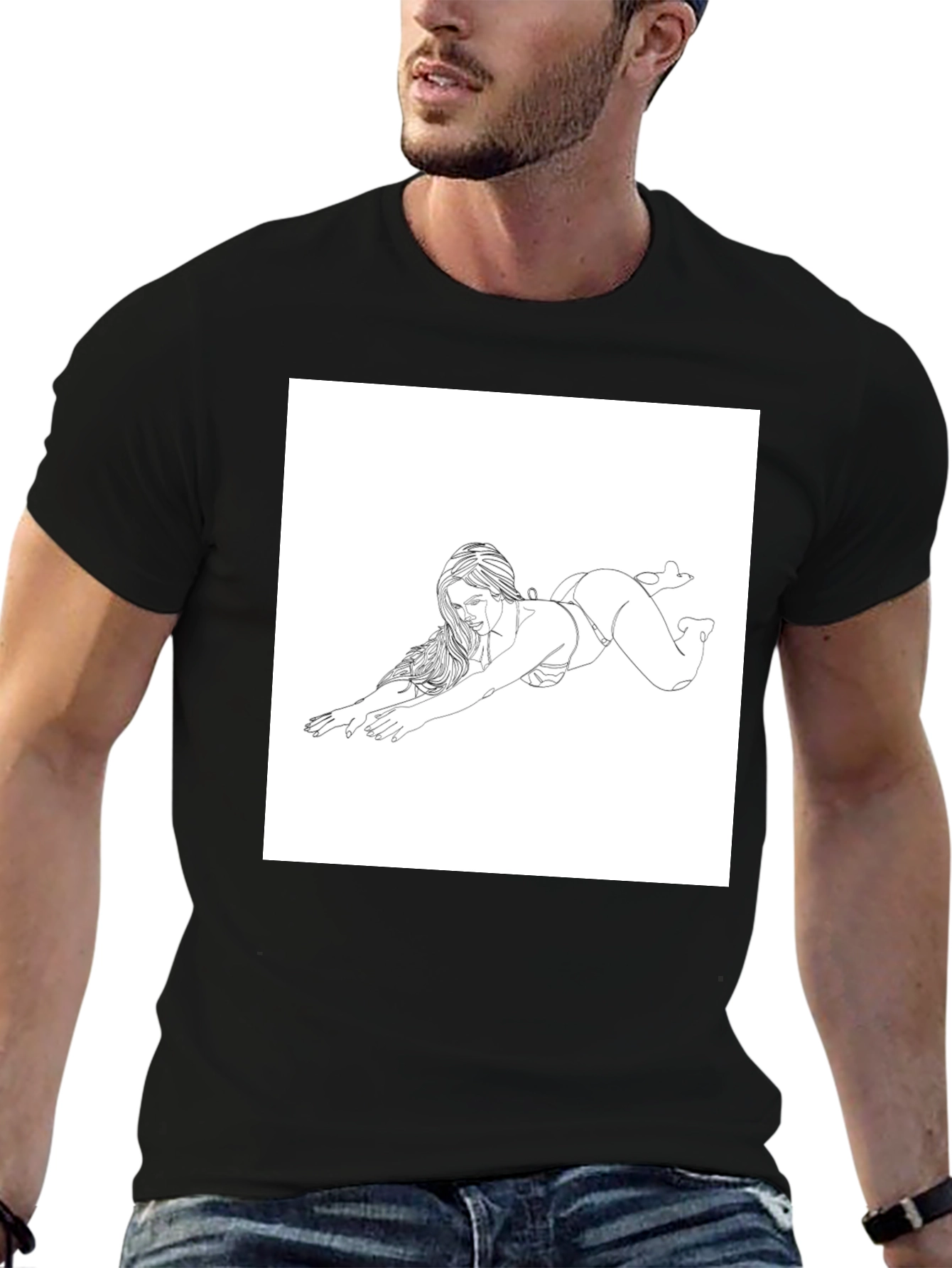 Line Art Womans Tee - Sleek Black