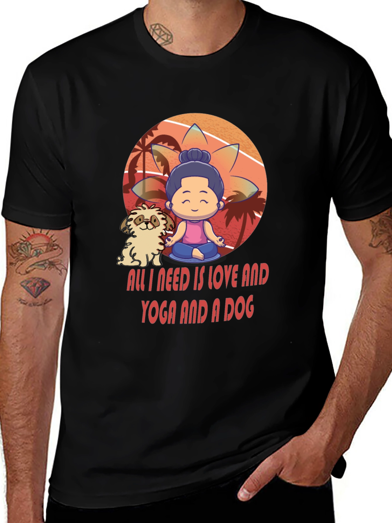 Love Yoga Dog Black Graphic Tee