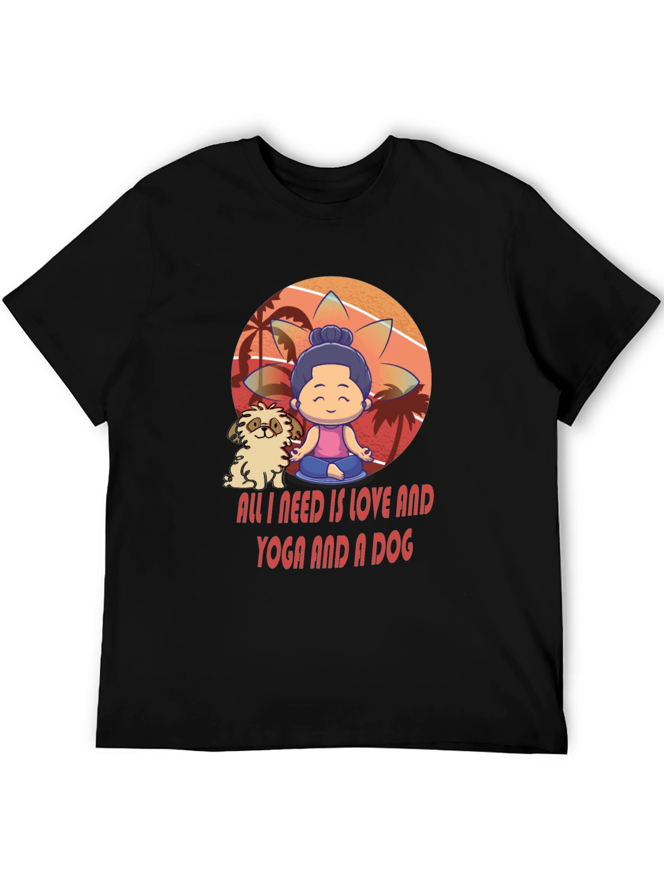 Love Yoga Dog Black Graphic Tee