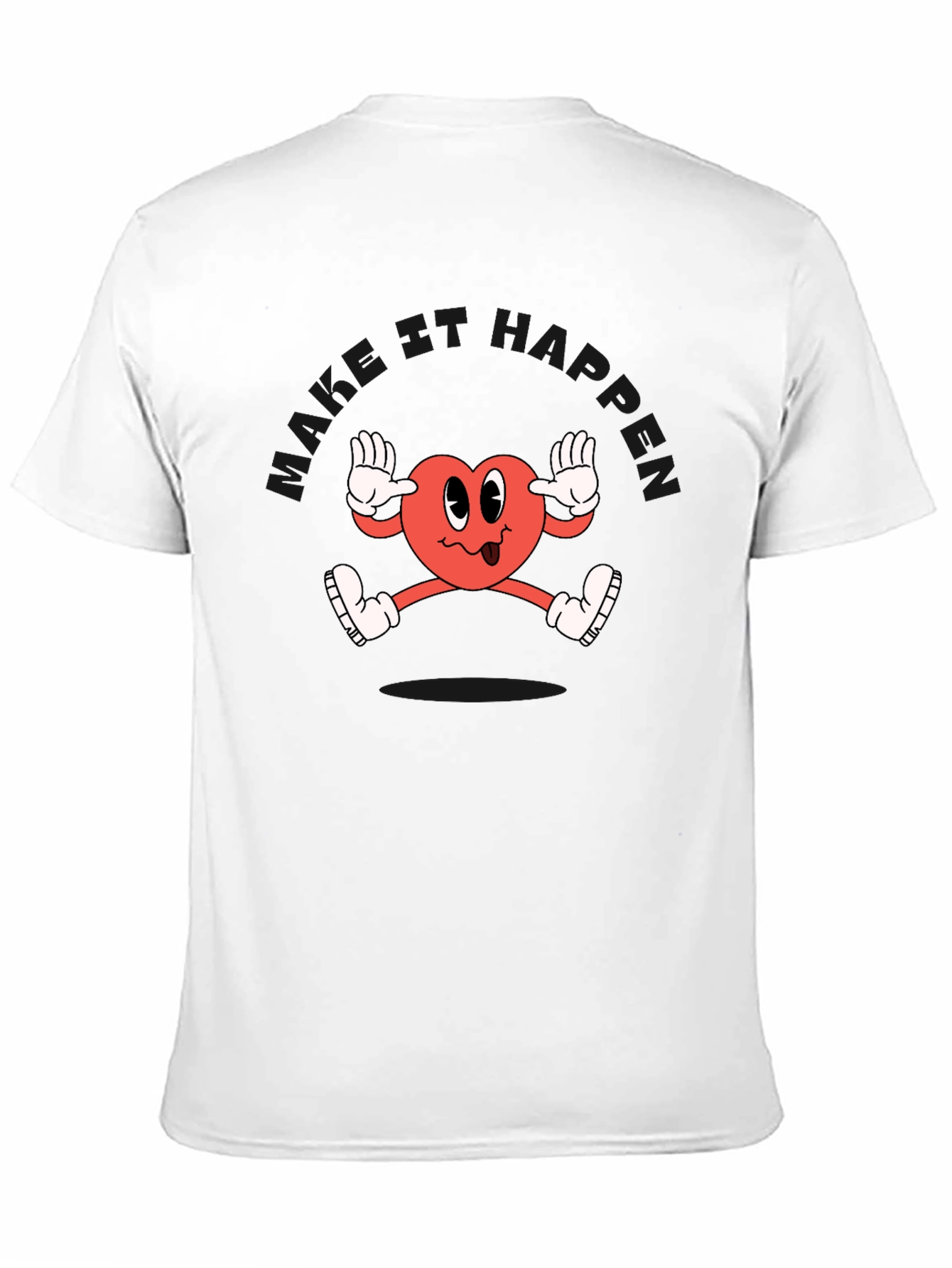 Funky Heart Cartoon Black T-Shirt