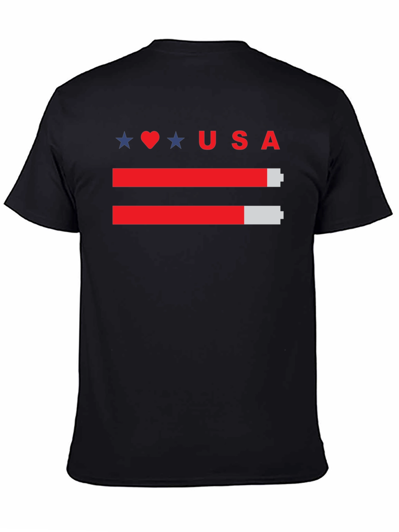 USA Battery Level T-Shirt - Patriotic Design