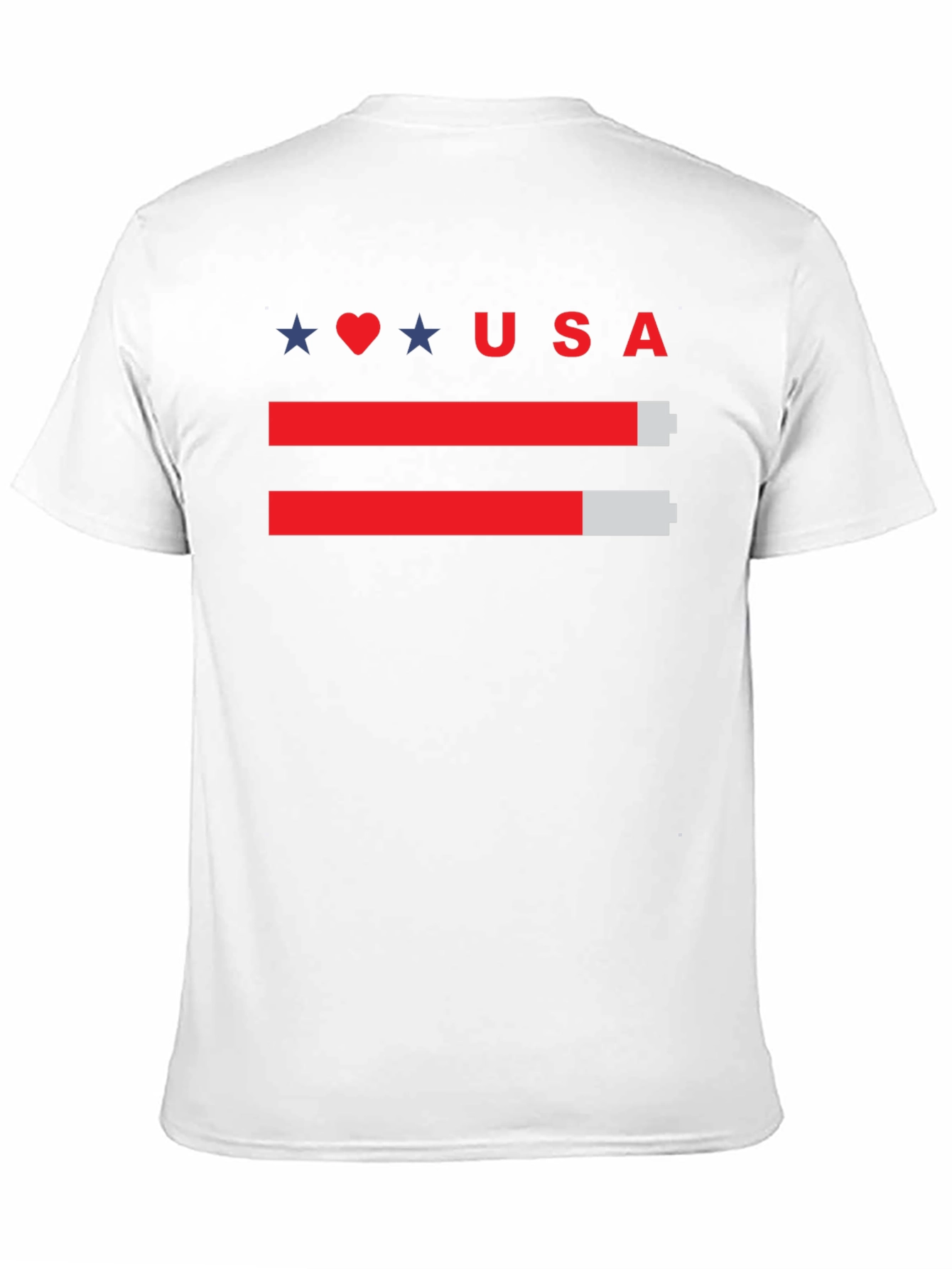 USA Battery Level T-Shirt - Patriotic Design