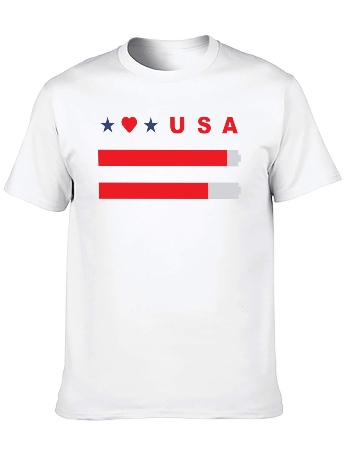 USA Battery Level T-Shirt - Patriotic Design