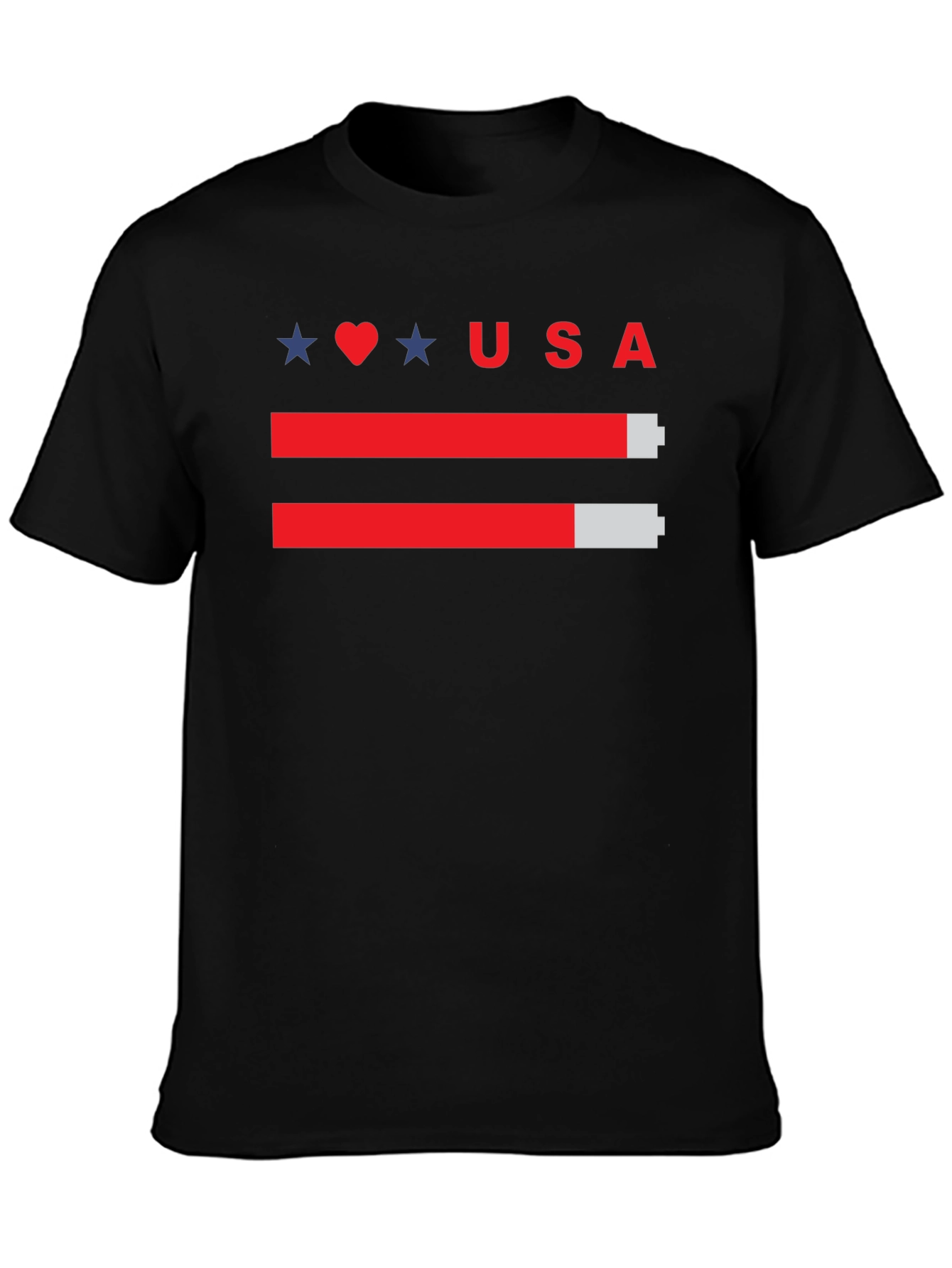 USA Battery Level T-Shirt - Patriotic Design