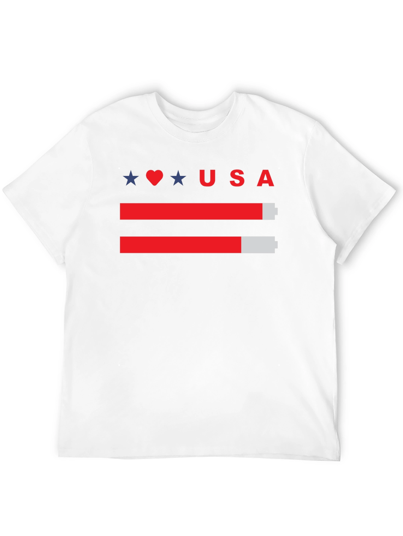 USA Battery Level T-Shirt - Patriotic Design