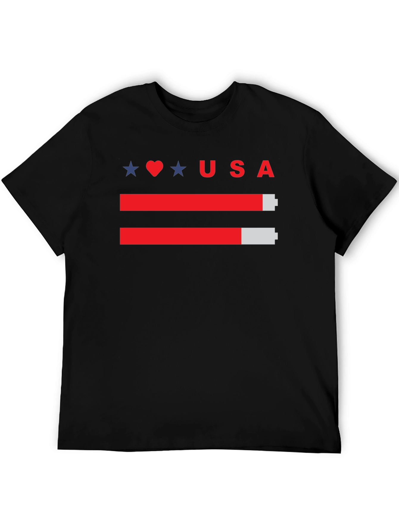 USA Battery Level T-Shirt - Patriotic Design