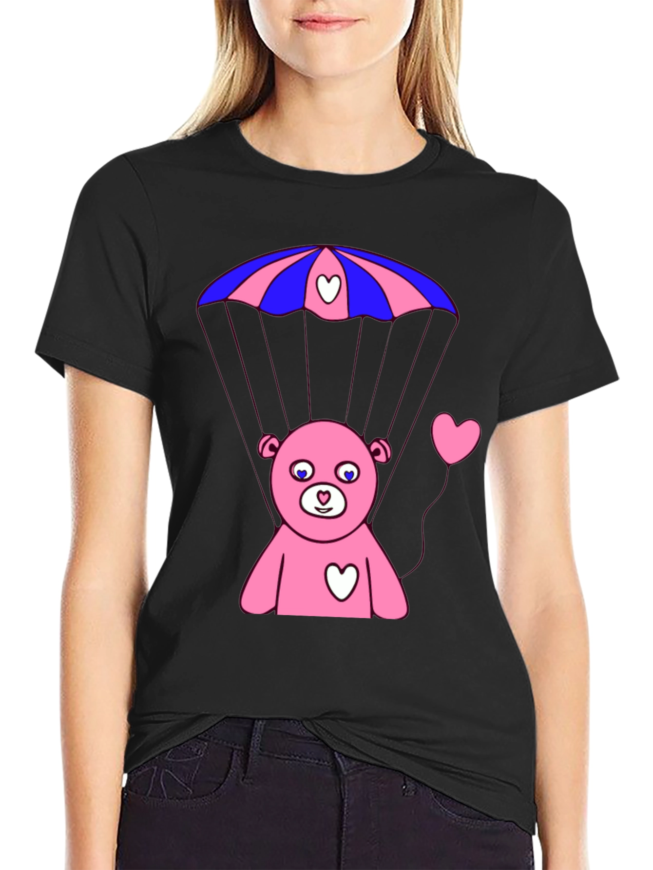 Bear Parachute T-Shirt - Black Graphic Tee