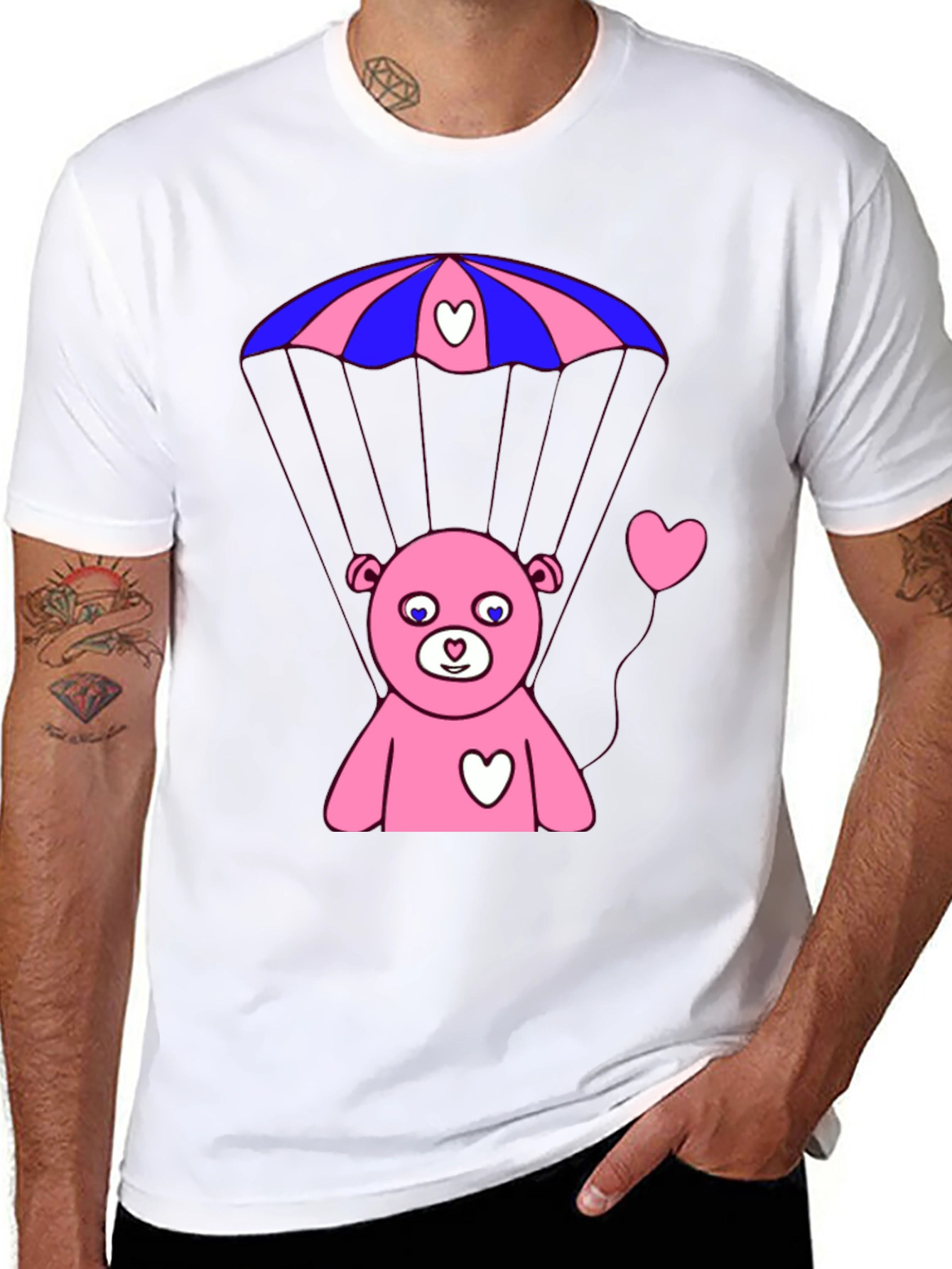 Bear Parachute T-Shirt - Black Graphic Tee