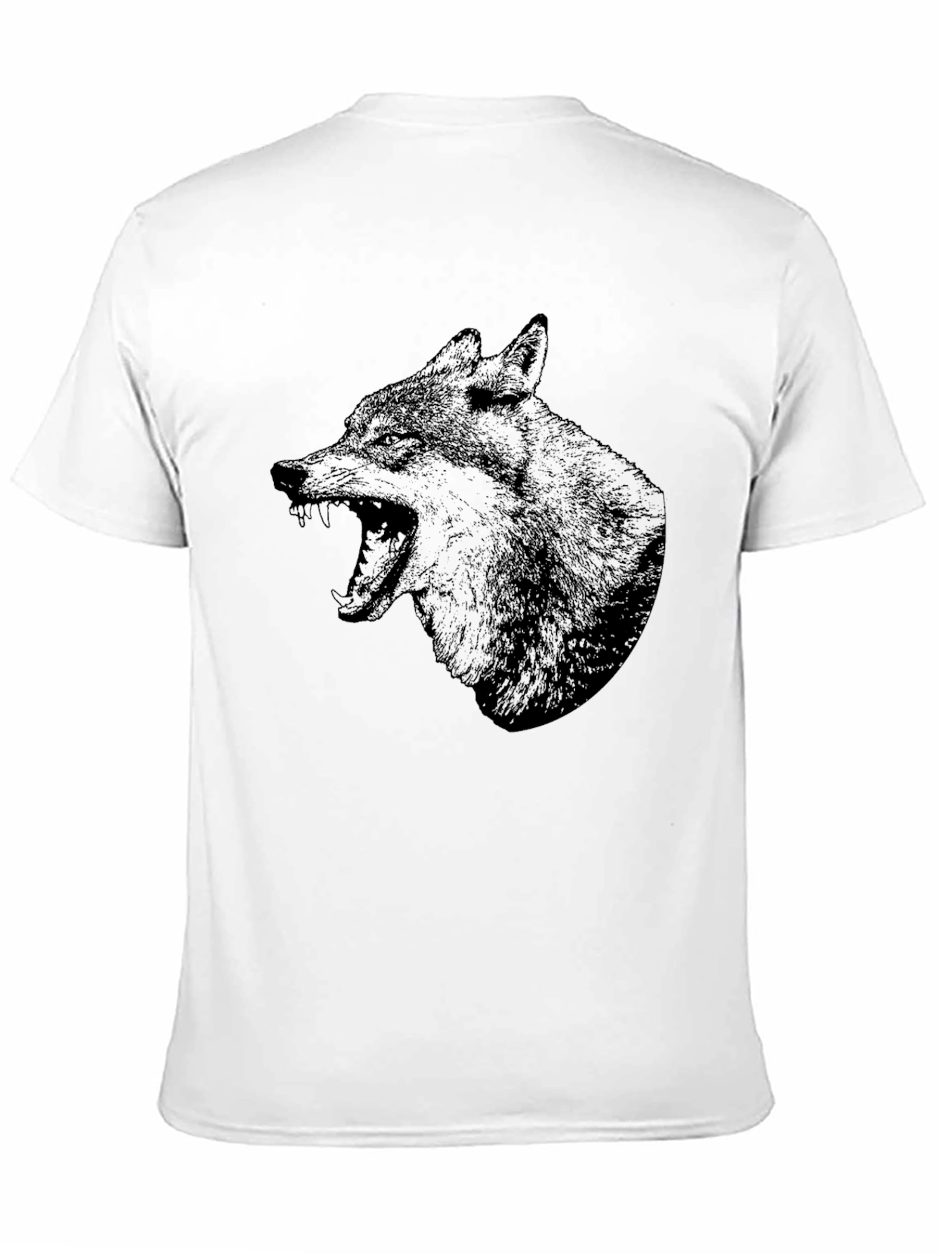 Mens Black T-Shirt with Wolf Graphic Print