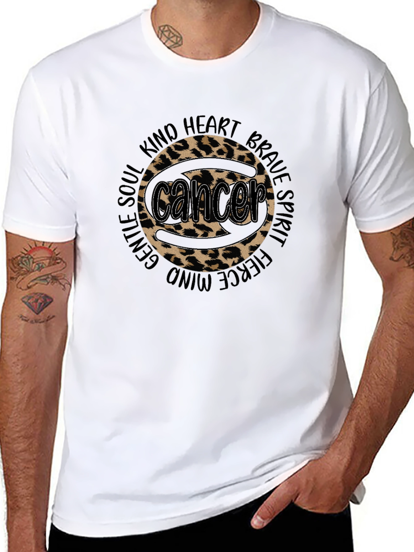 Cancer Zodiac Graphic Tee - Black