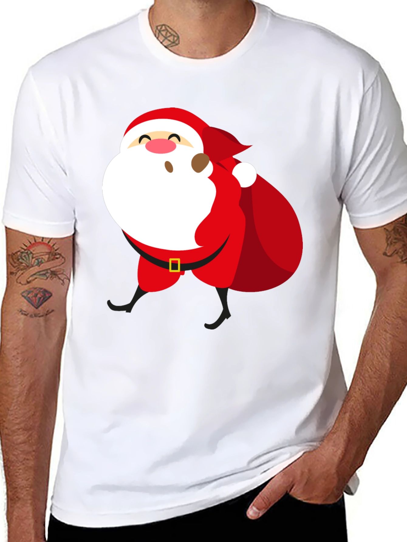 Santa Claus Graphic T-Shirt - Holiday Festive Wear