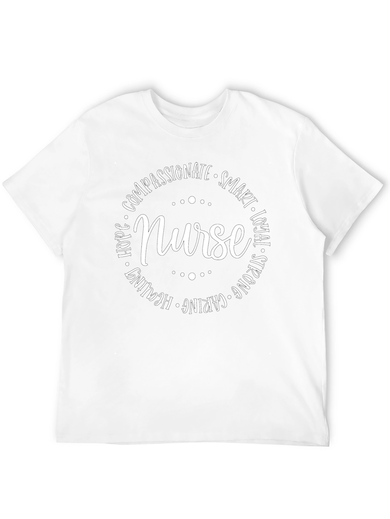 Nurse Word Art T-Shirt - Compassionate Caring Strong