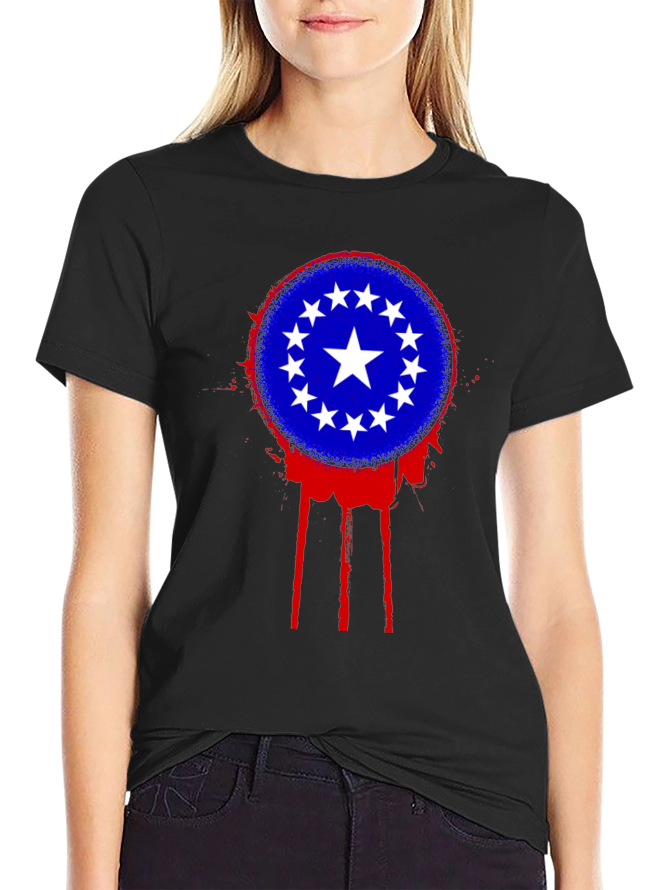 Stars Circle T-Shirt - Black