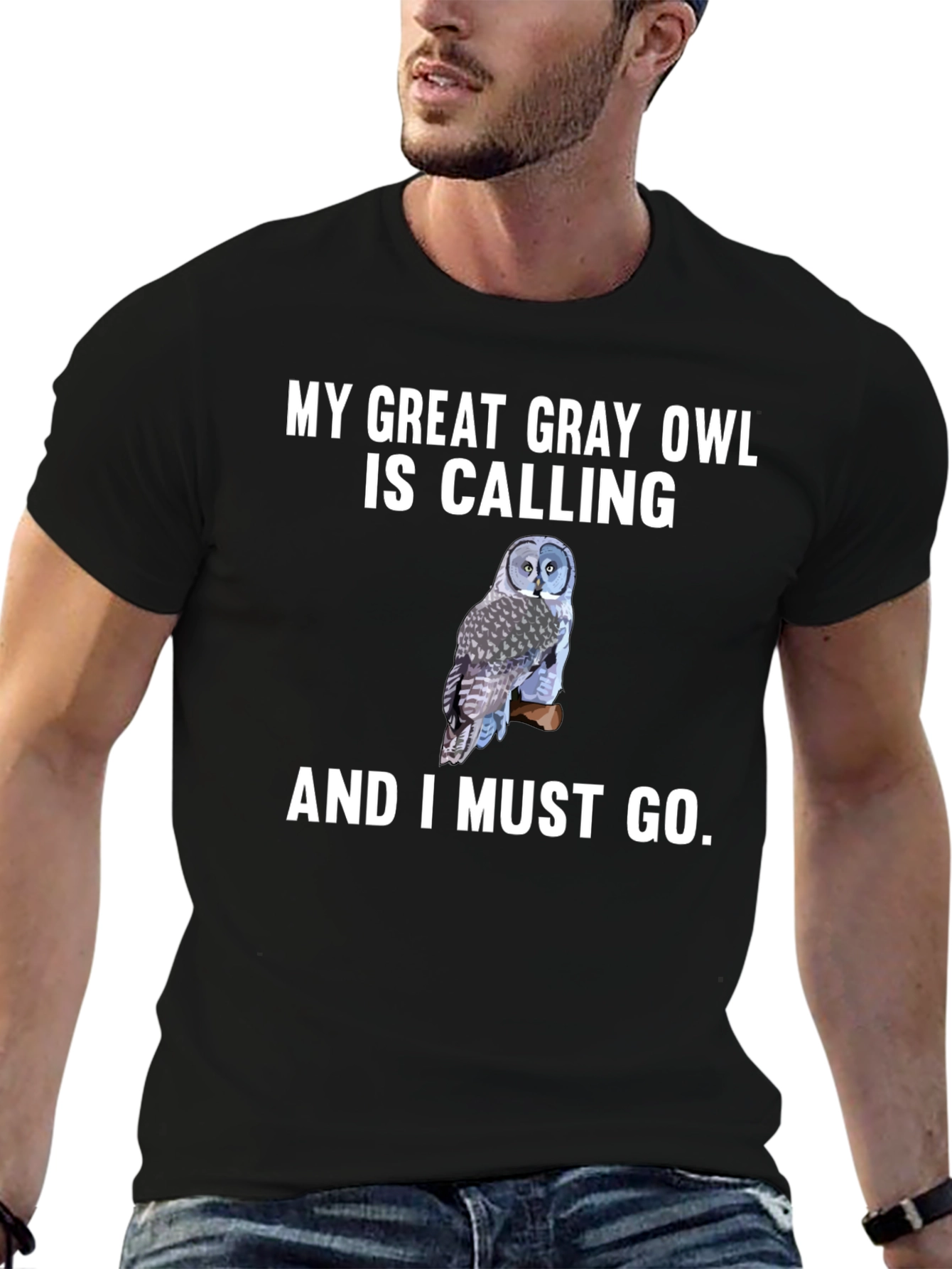 Great Gray Owl Calling T-Shirt