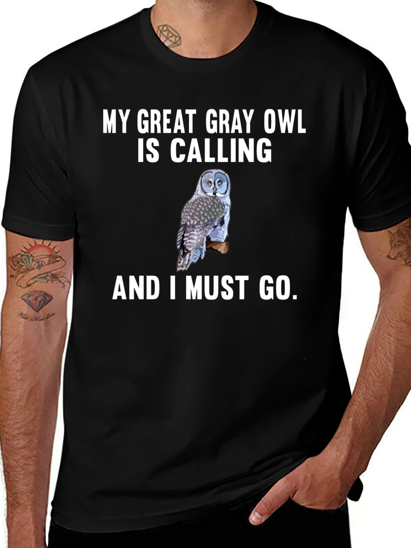 Great Gray Owl Calling T-Shirt