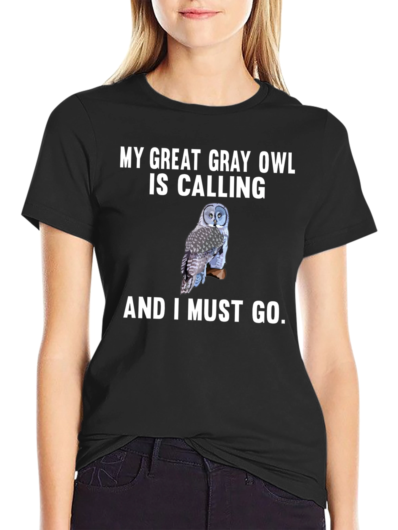 Great Gray Owl Calling T-Shirt