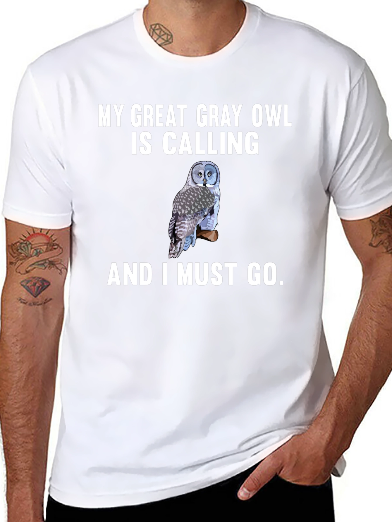 Great Gray Owl Calling T-Shirt