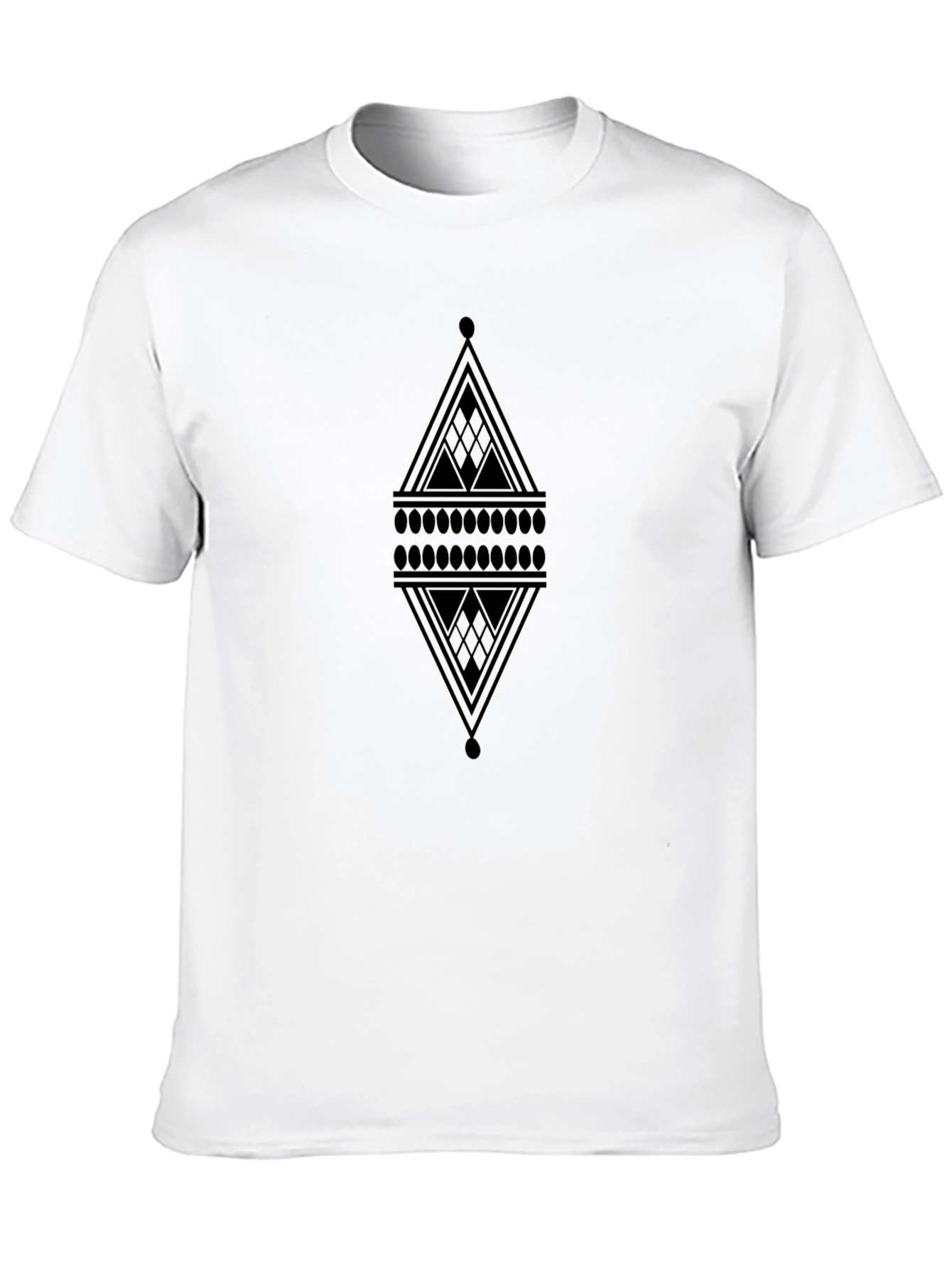 Mens Black Graphic Tee - Abstract Diamond Design