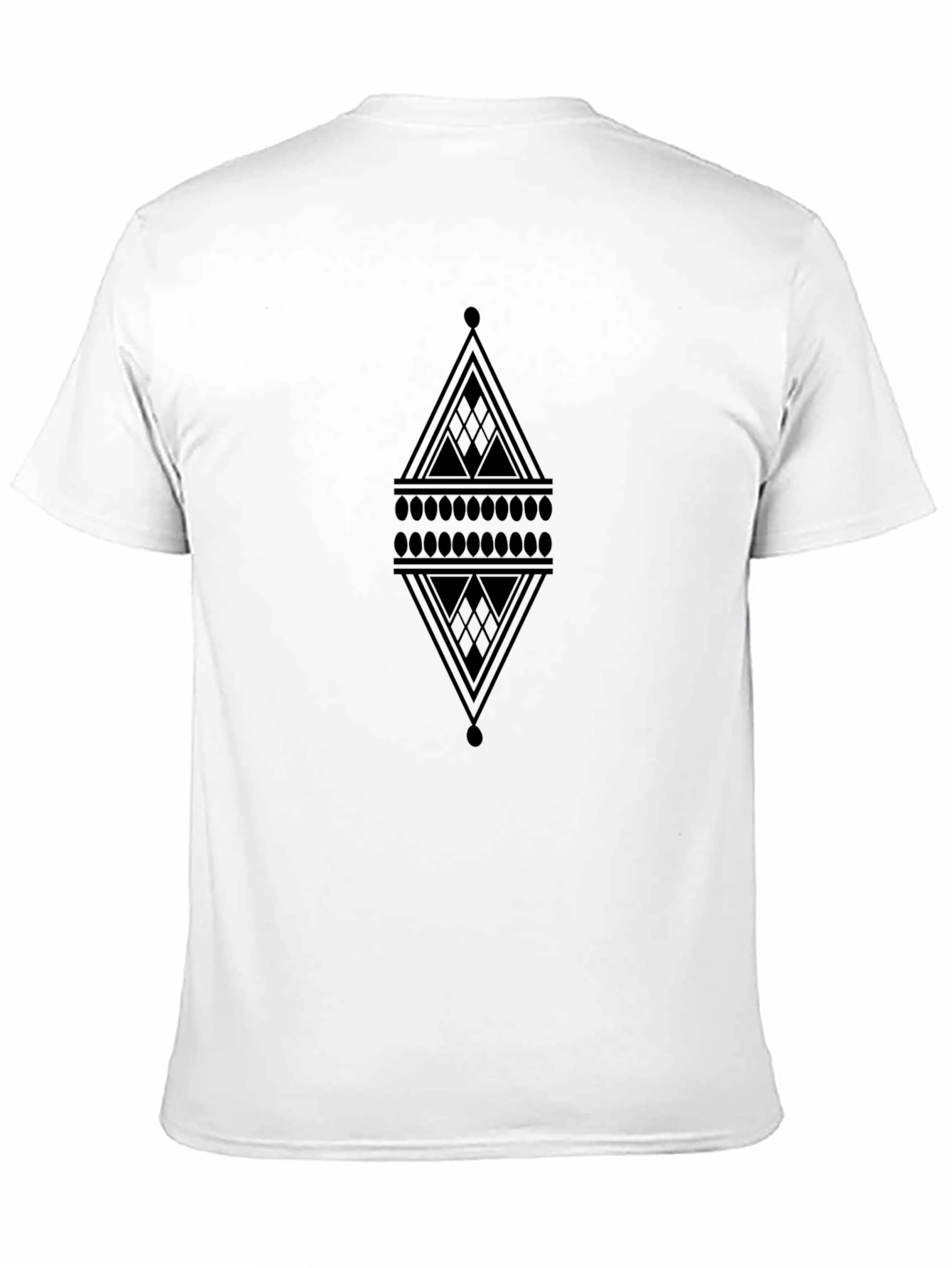 Mens Black Graphic Tee - Abstract Diamond Design