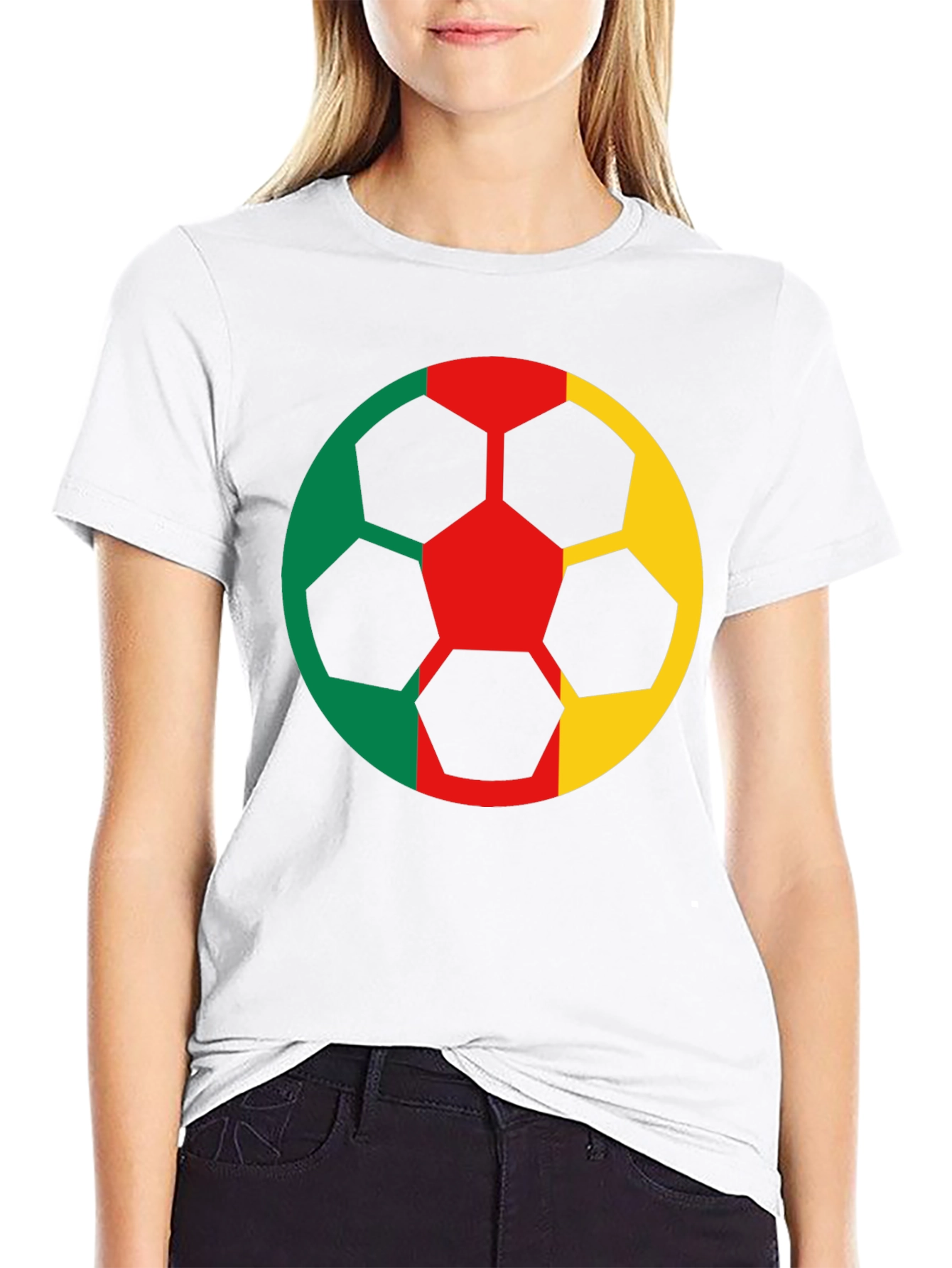 Cameroon Flag Soccer Ball Graphic T-Shirt