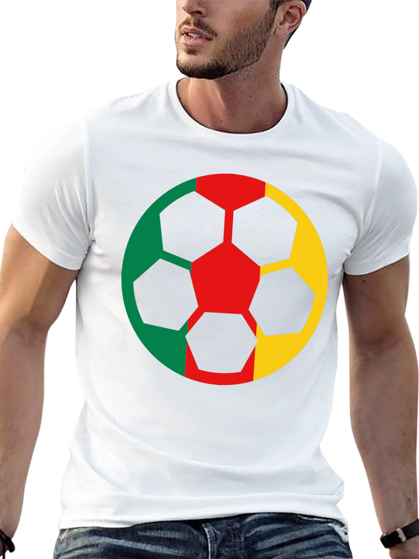 Cameroon Flag Soccer Ball Graphic T-Shirt