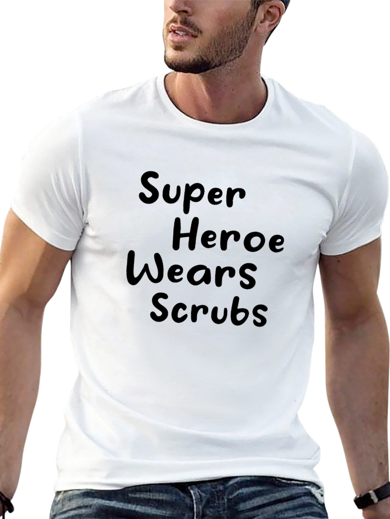 Super Hero Wears Scrubs Black T-Shirt