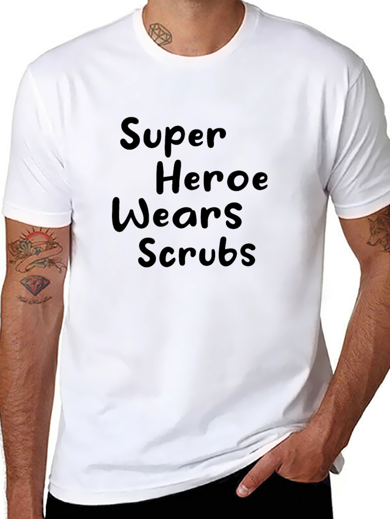 Super Hero Wears Scrubs Black T-Shirt
