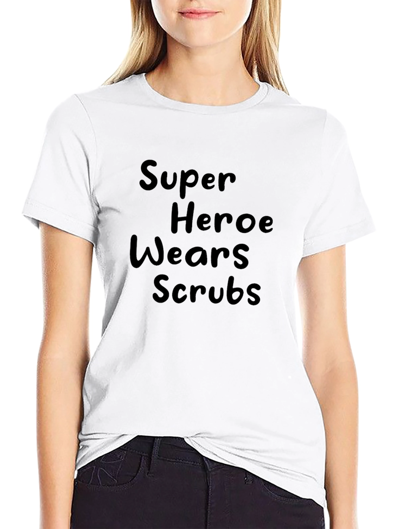 Super Hero Wears Scrubs Black T-Shirt