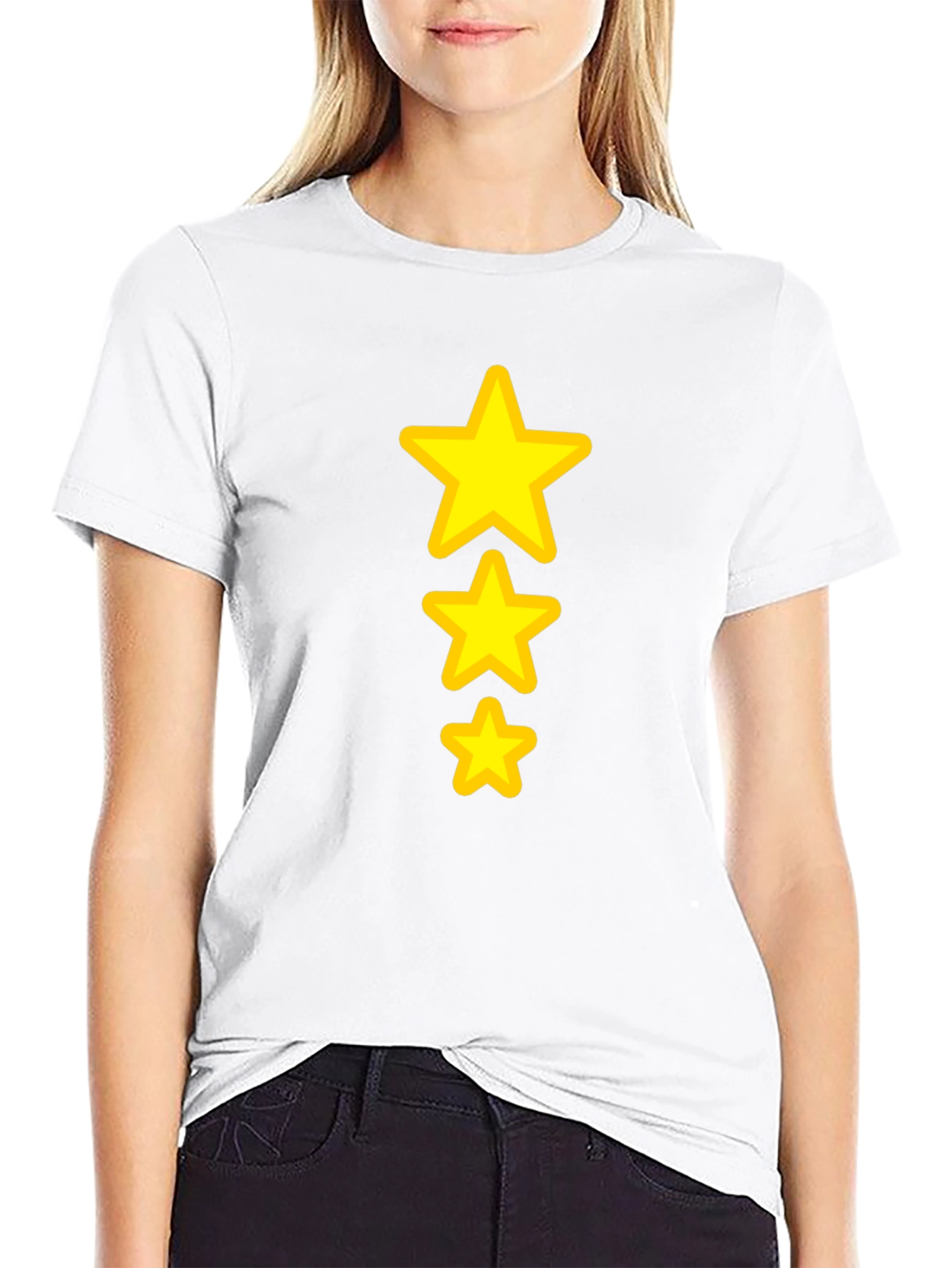Black Tee with Three Yellow Stars