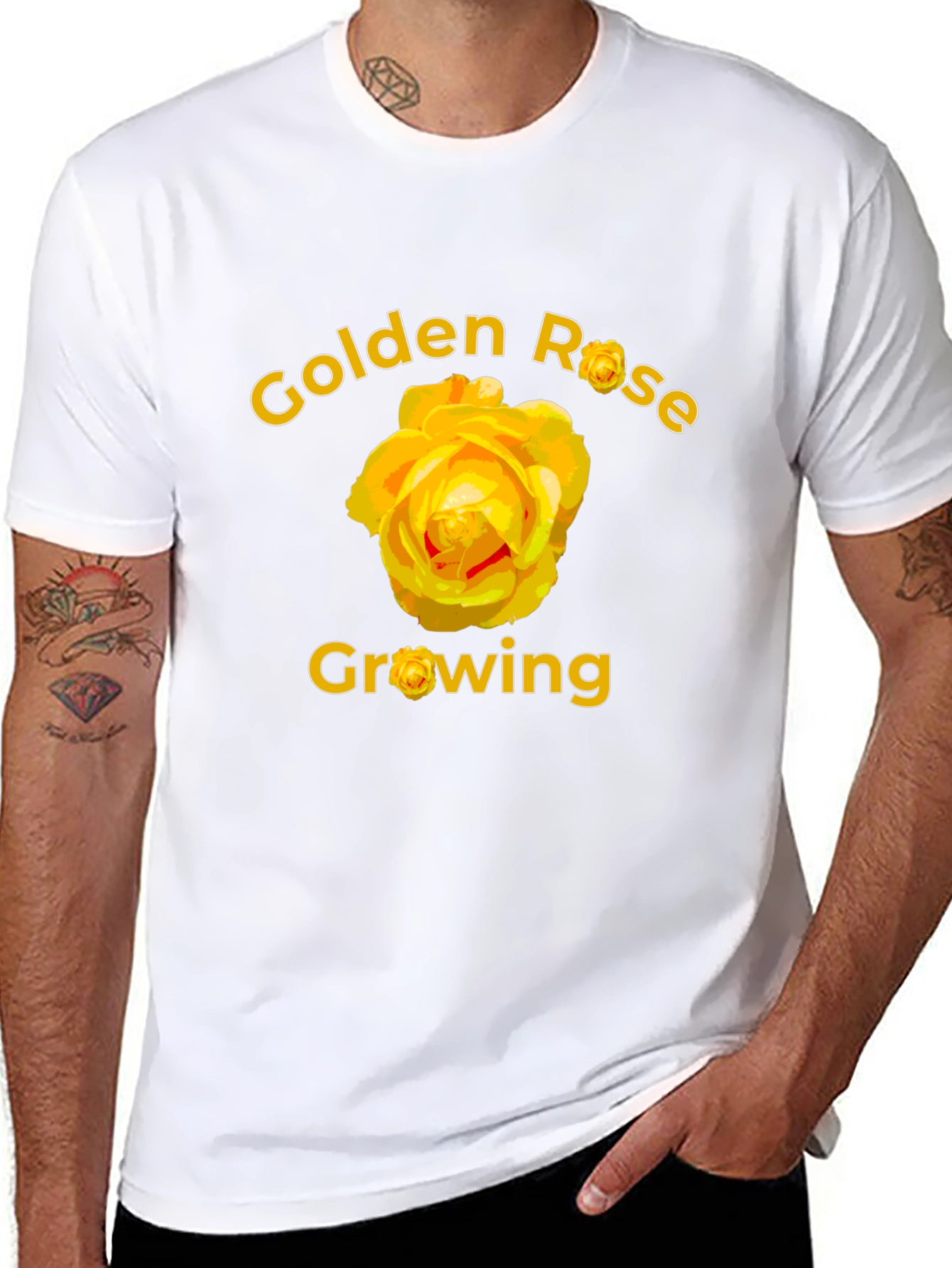Golden Rose Growing Black T-Shirt
