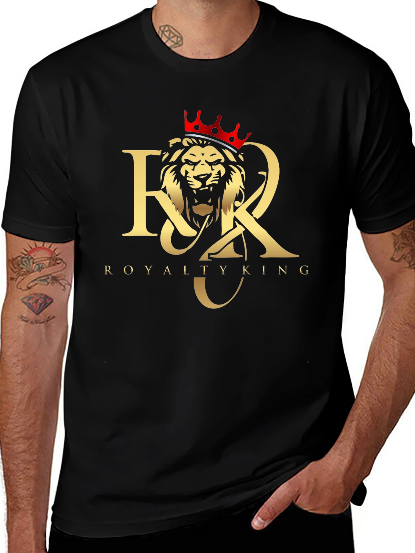 Royalty King Lion Crown Black T-Shirt