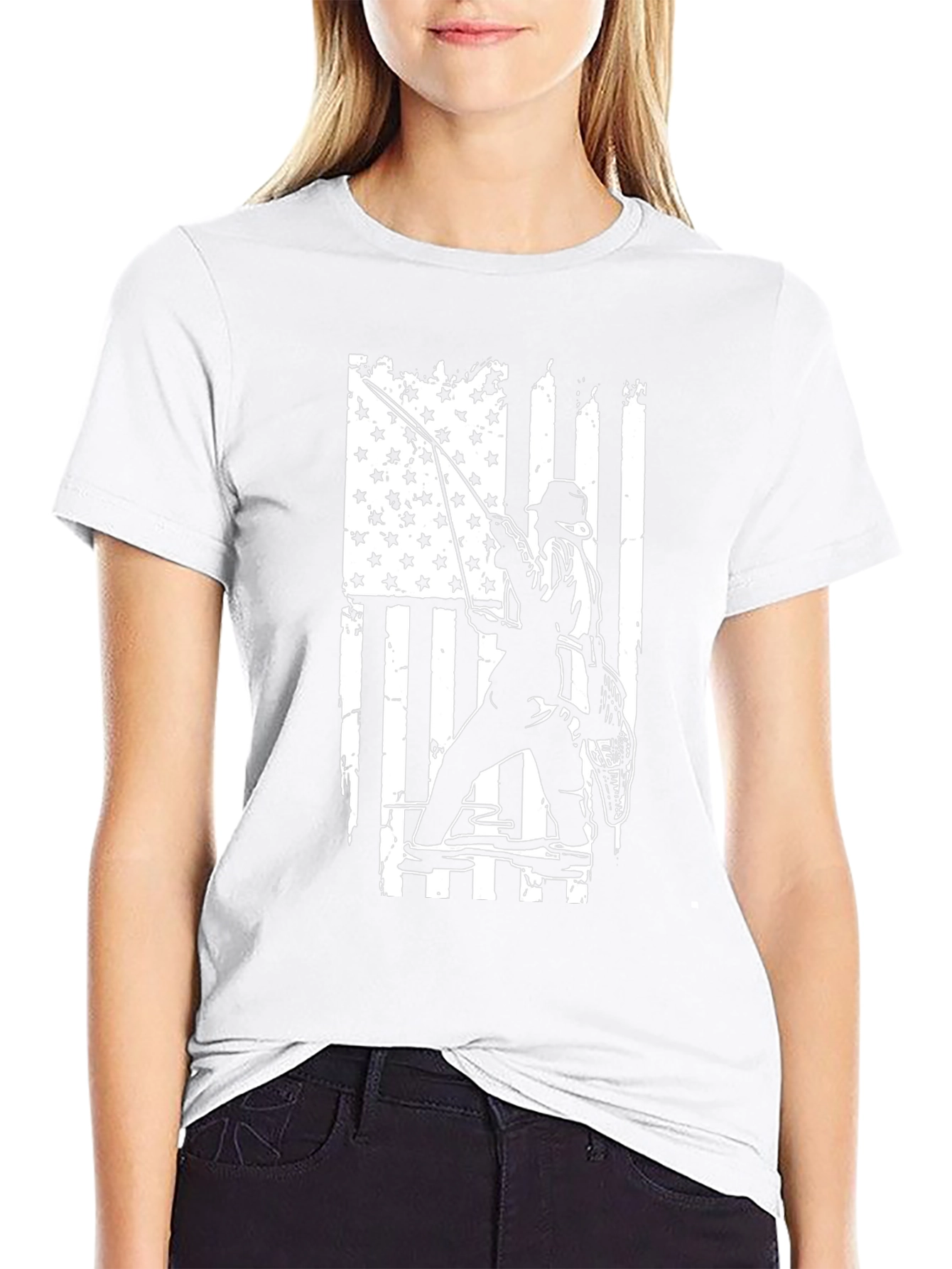 Fishing USA Flag Graphic Tee - Black