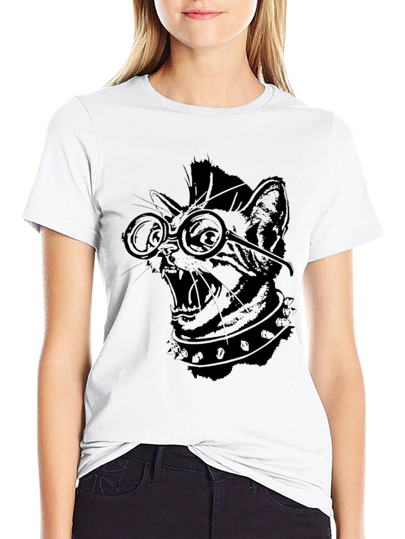 Punk Rock Cat T-Shirt - Black Graphic Tee