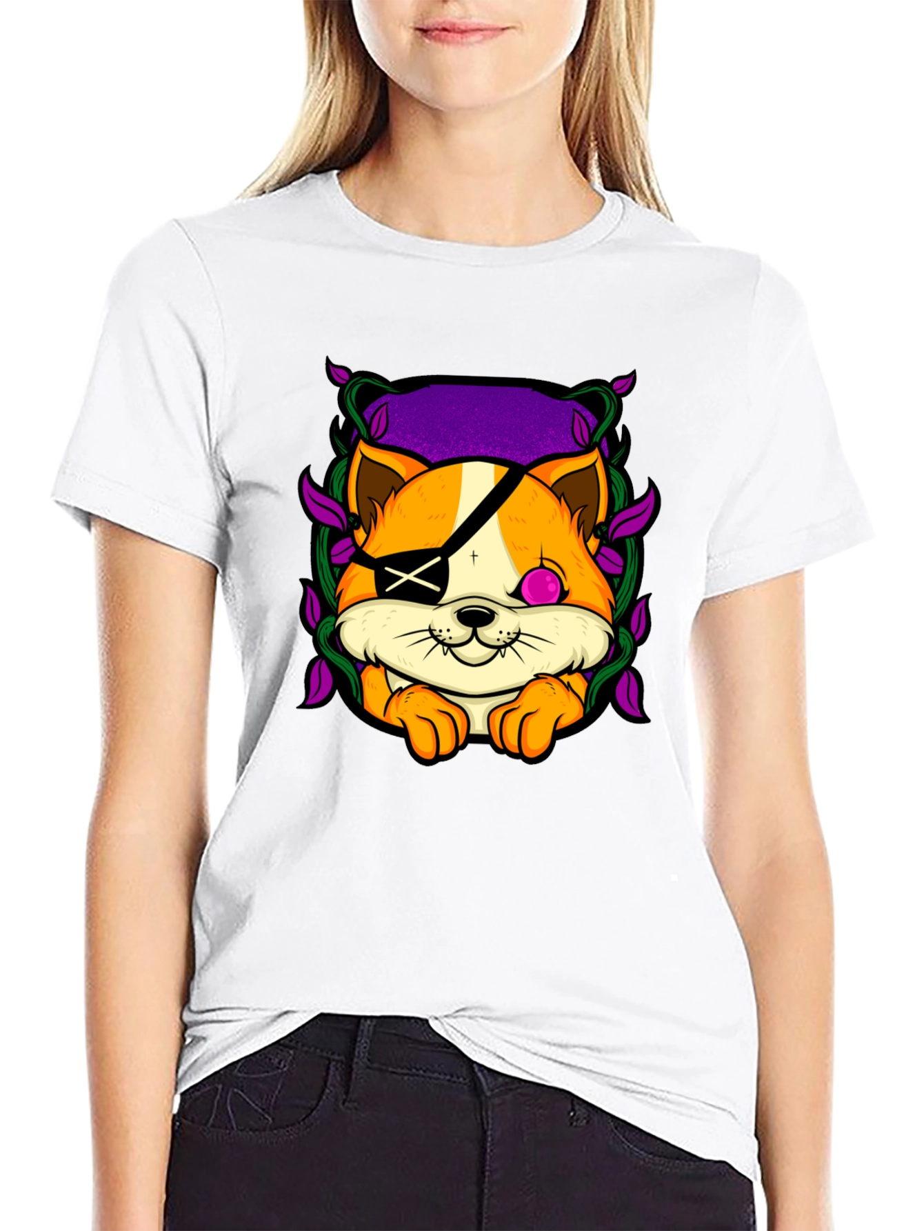 Pirate Cat Graphic T-Shirt - Unique Animal Tee