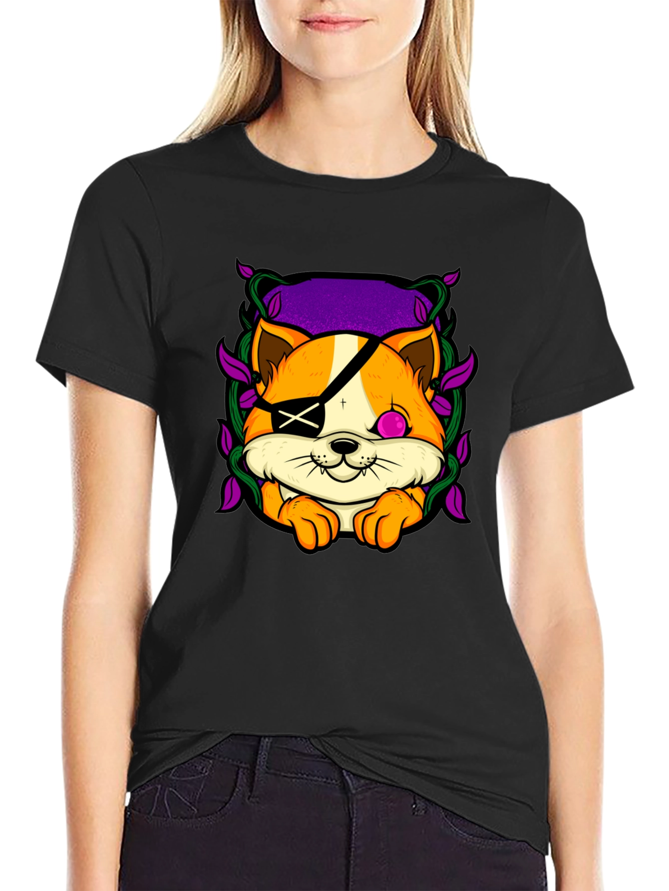 Pirate Cat Graphic T-Shirt - Unique Animal Tee