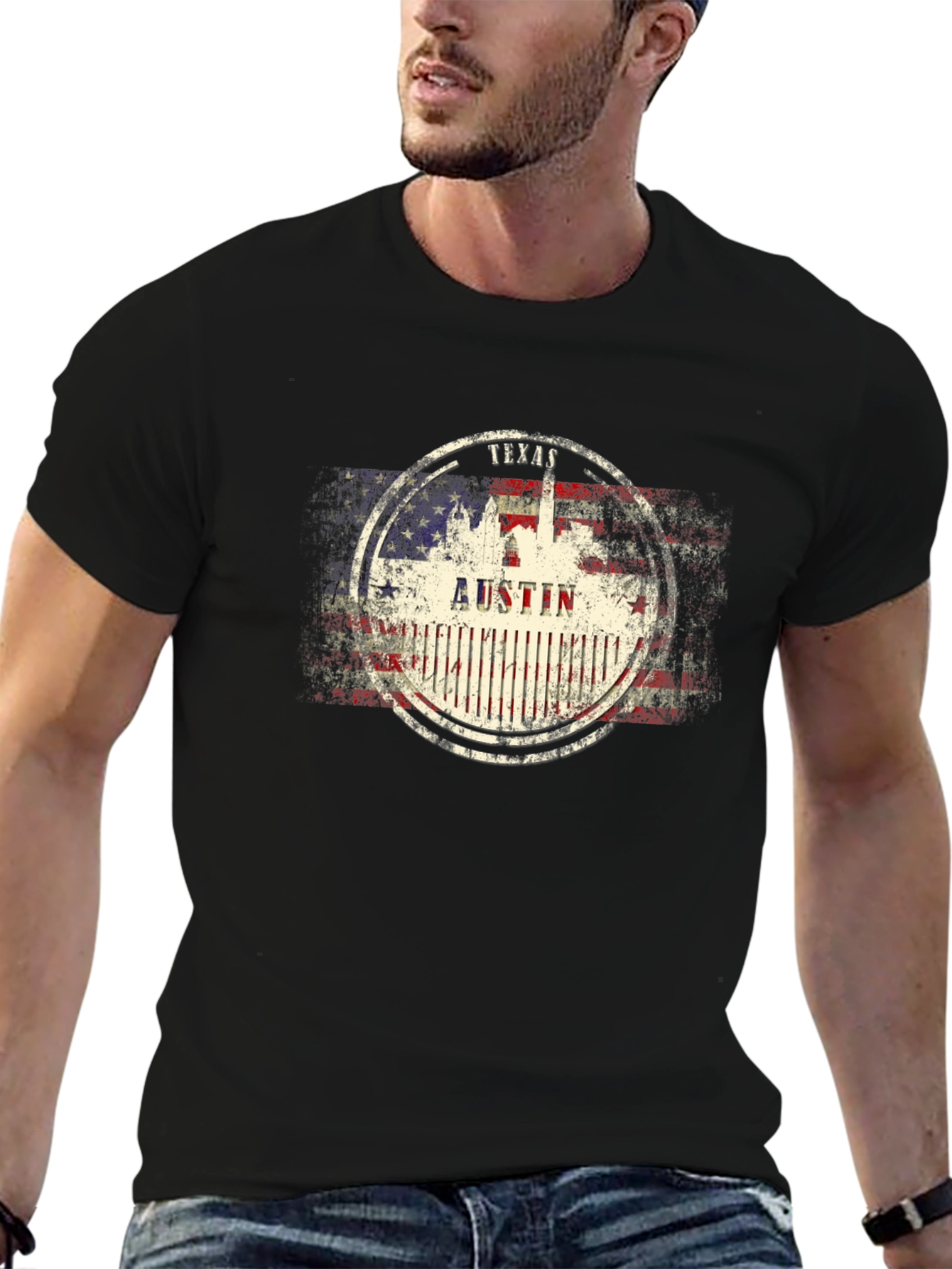 Austin Texas USA Flag Graphic Tee