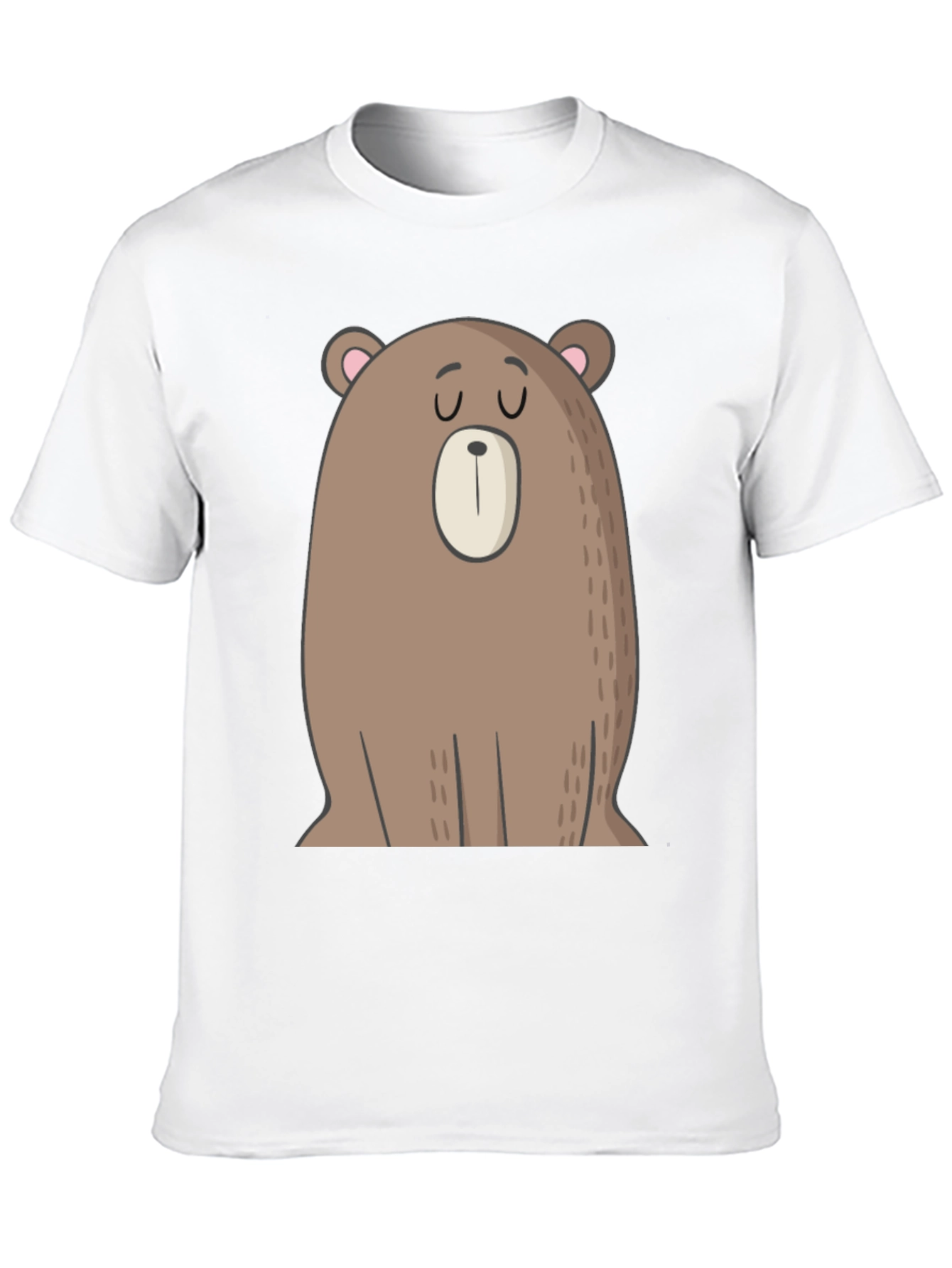 Cartoon Bear Graphic Tee - Casual Black T-Shirt