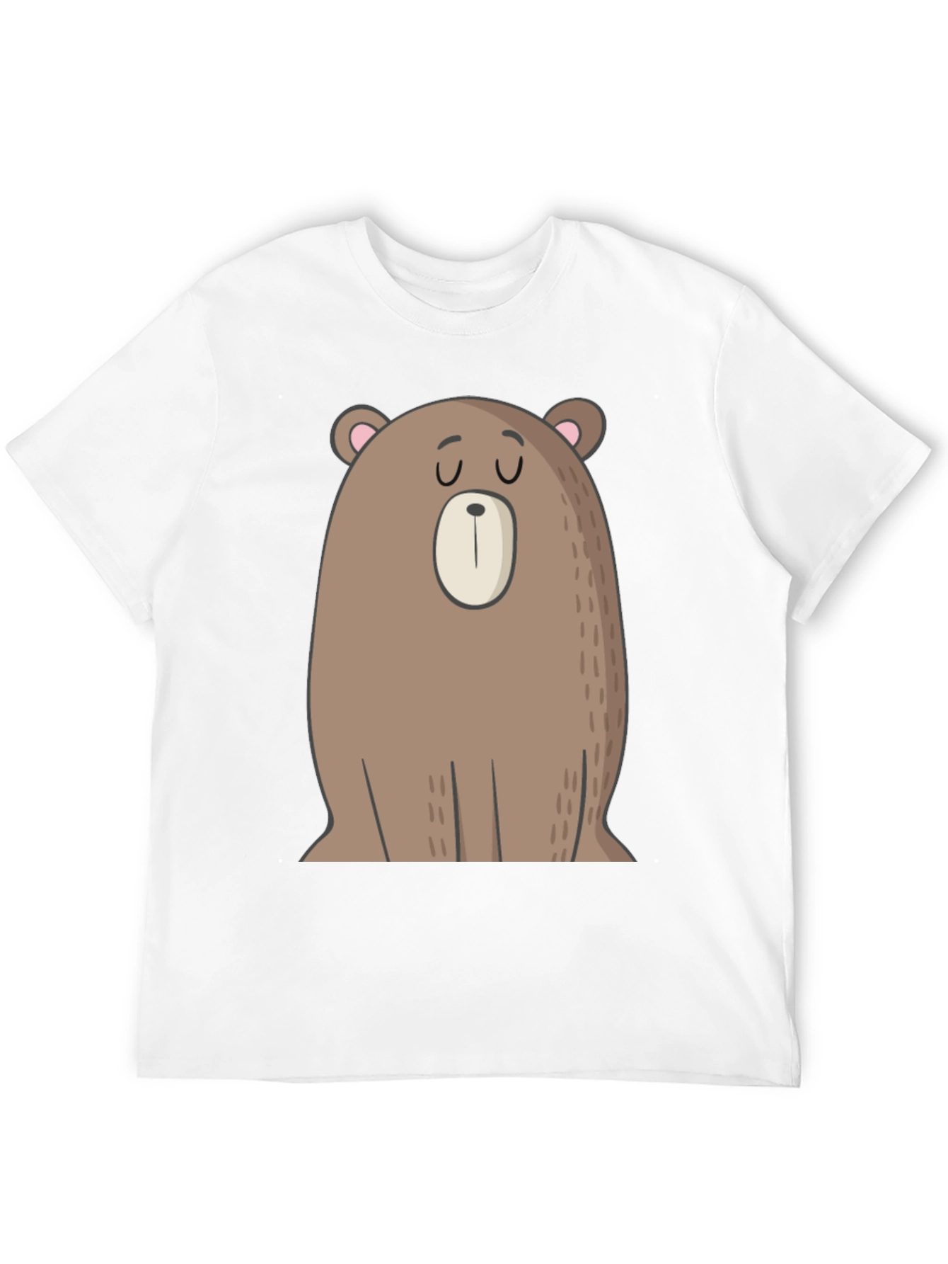 Cartoon Bear Graphic Tee - Casual Black T-Shirt