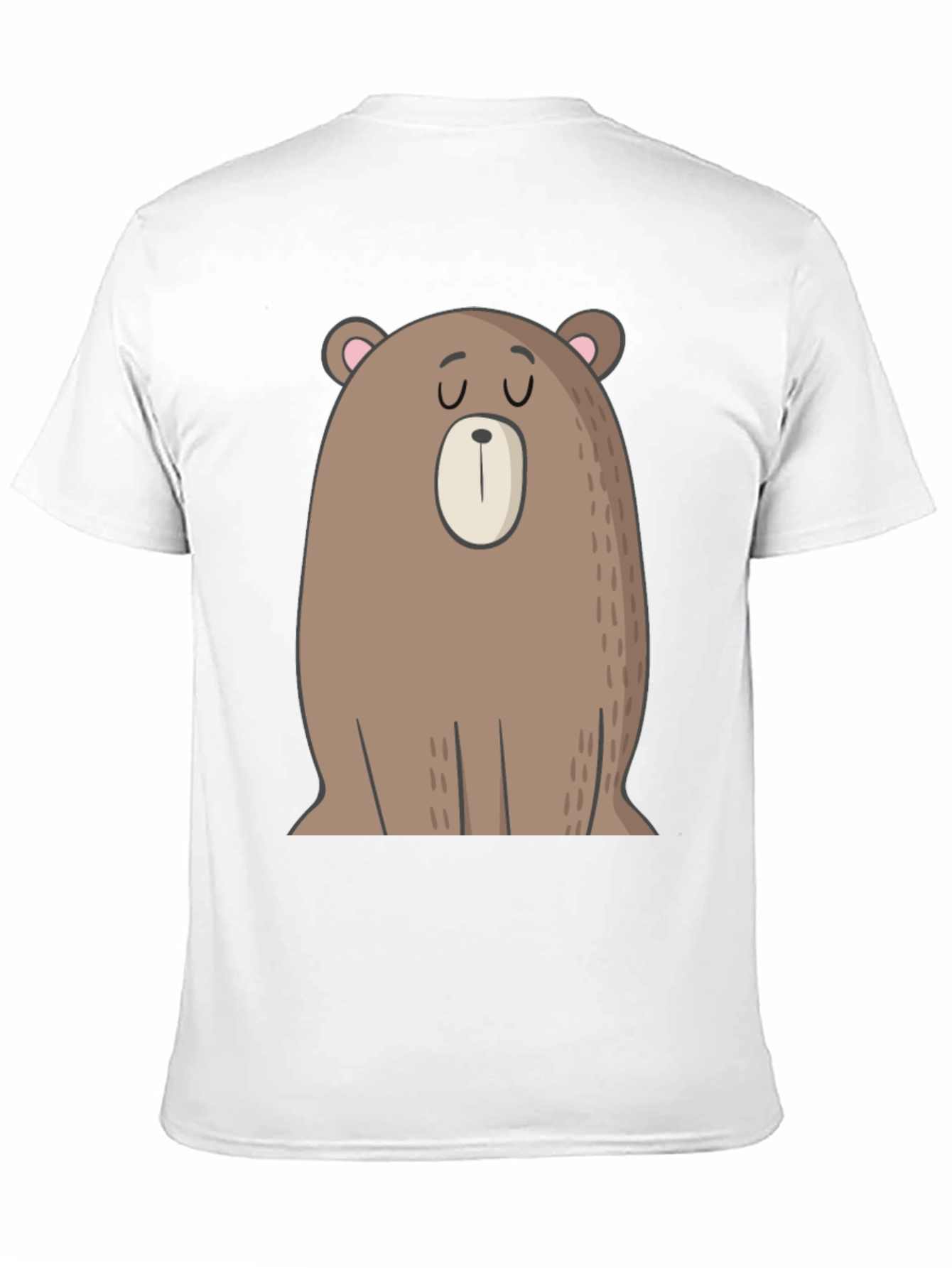 Cartoon Bear Graphic Tee - Casual Black T-Shirt
