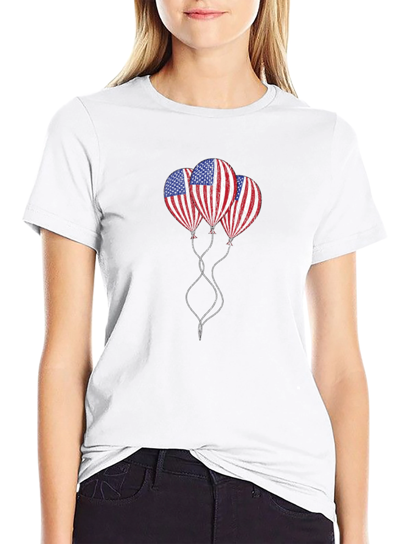 American Flag Balloons T-Shirt - Patriotic Design