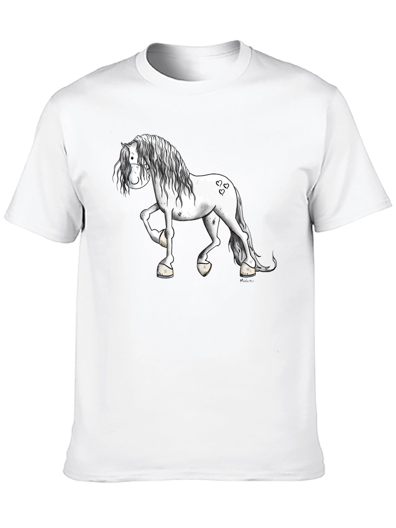 Cartoon Horse Graphic Print Black T-Shirt