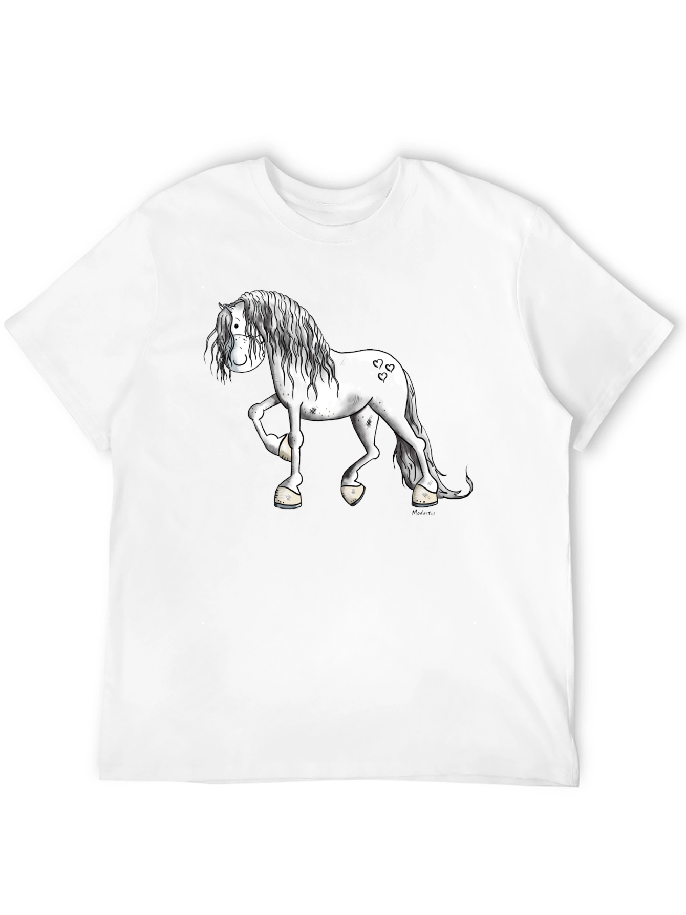 Cartoon Horse Graphic Print Black T-Shirt