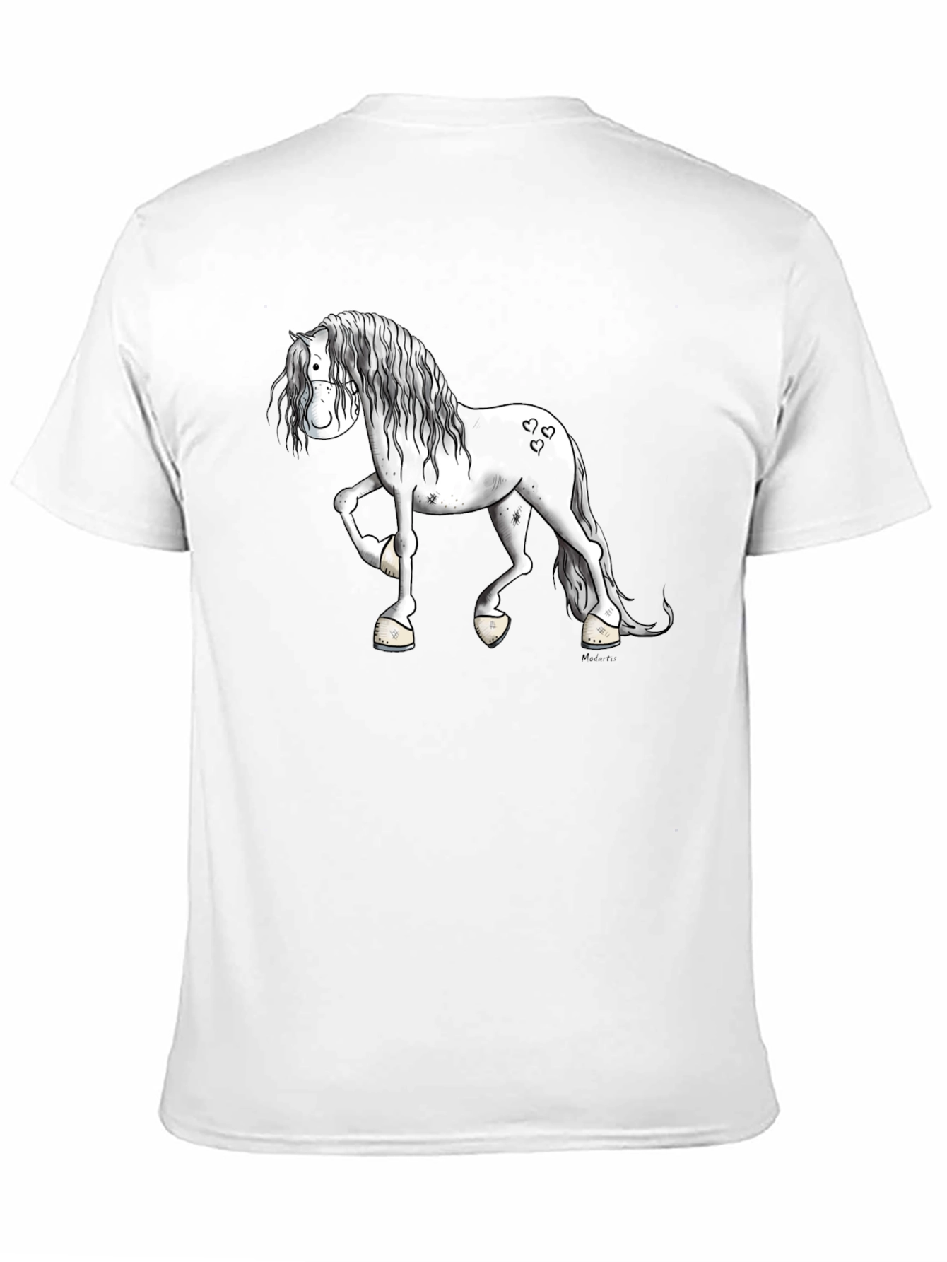 Cartoon Horse Graphic Print Black T-Shirt